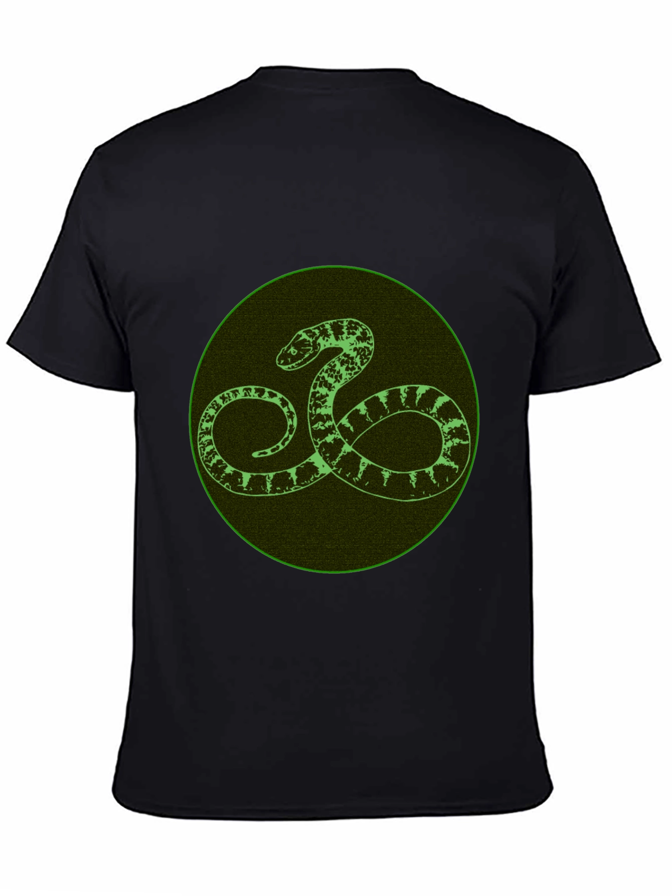 Black T-Shirt with Green Snake Design