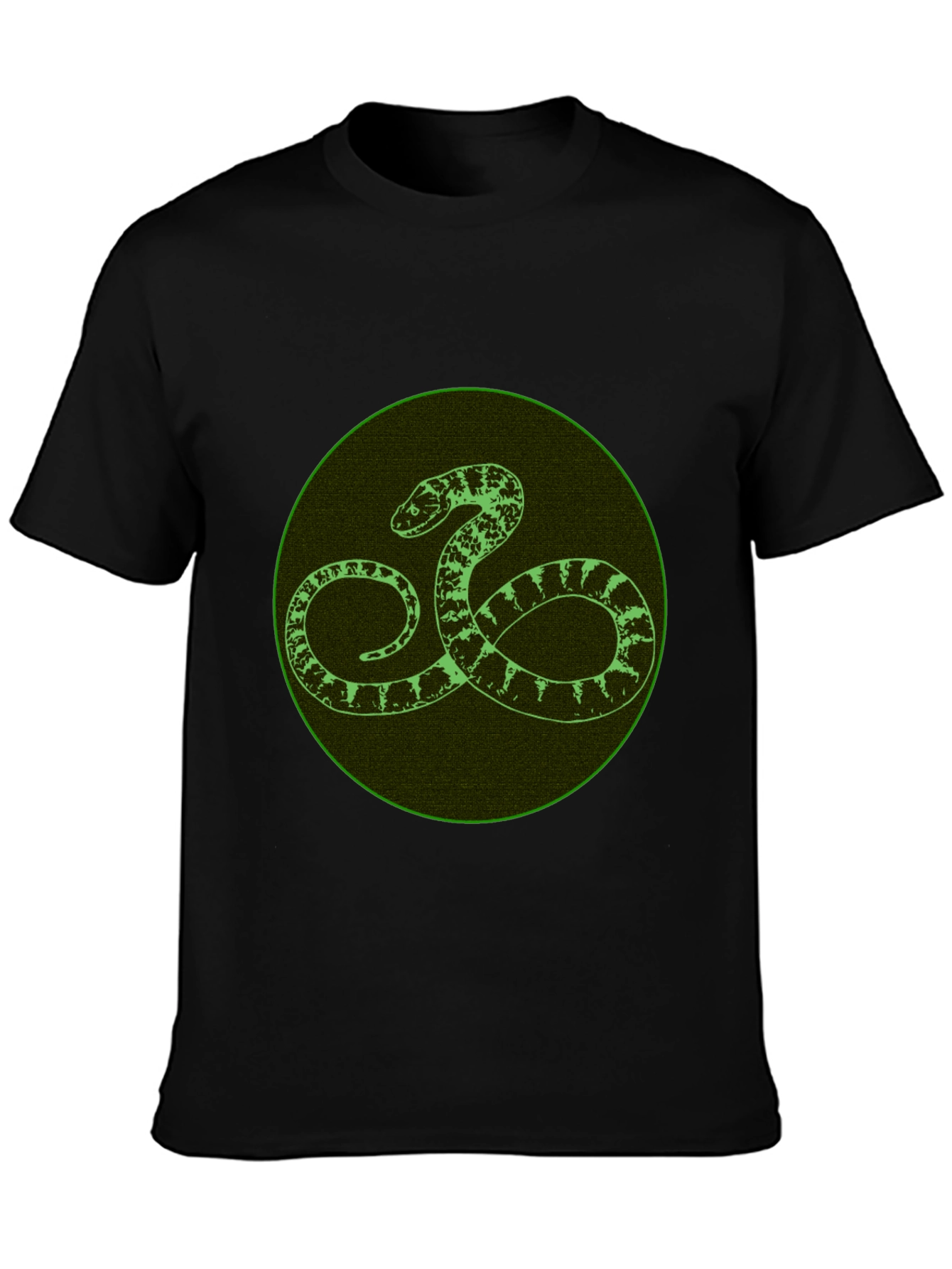 Black T-Shirt with Green Snake Design