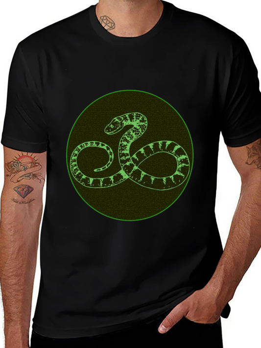 Black T-Shirt with Green Snake Design