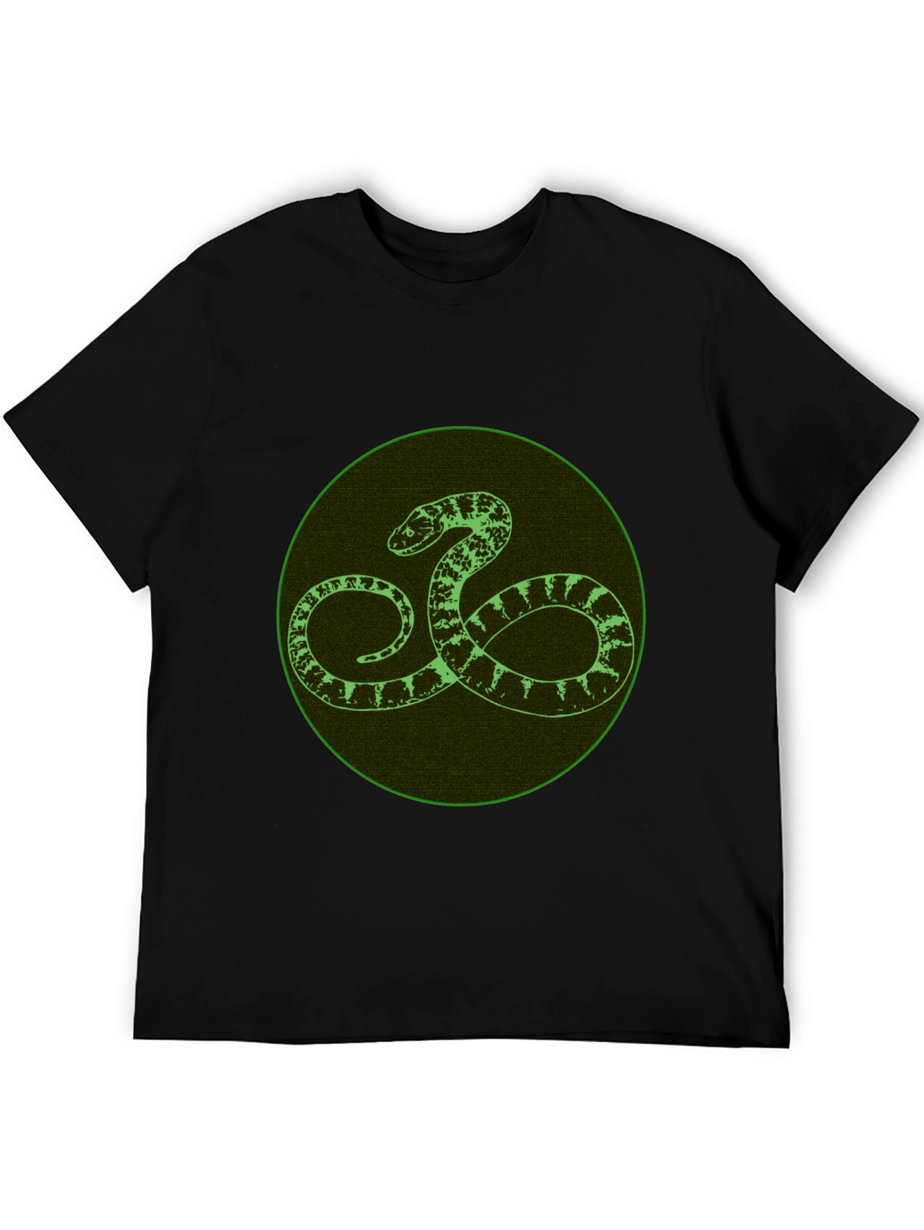 Black T-Shirt with Green Snake Design