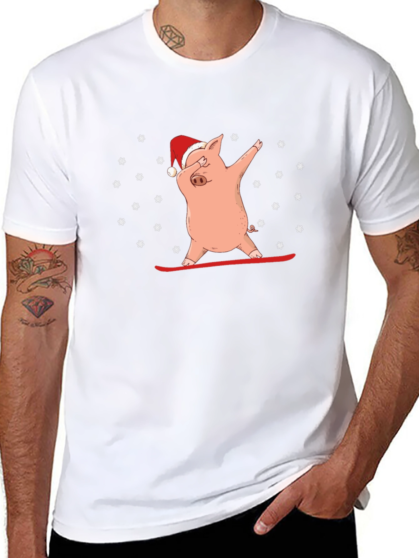 Dabbing Pig in Santa Hat T-Shirt