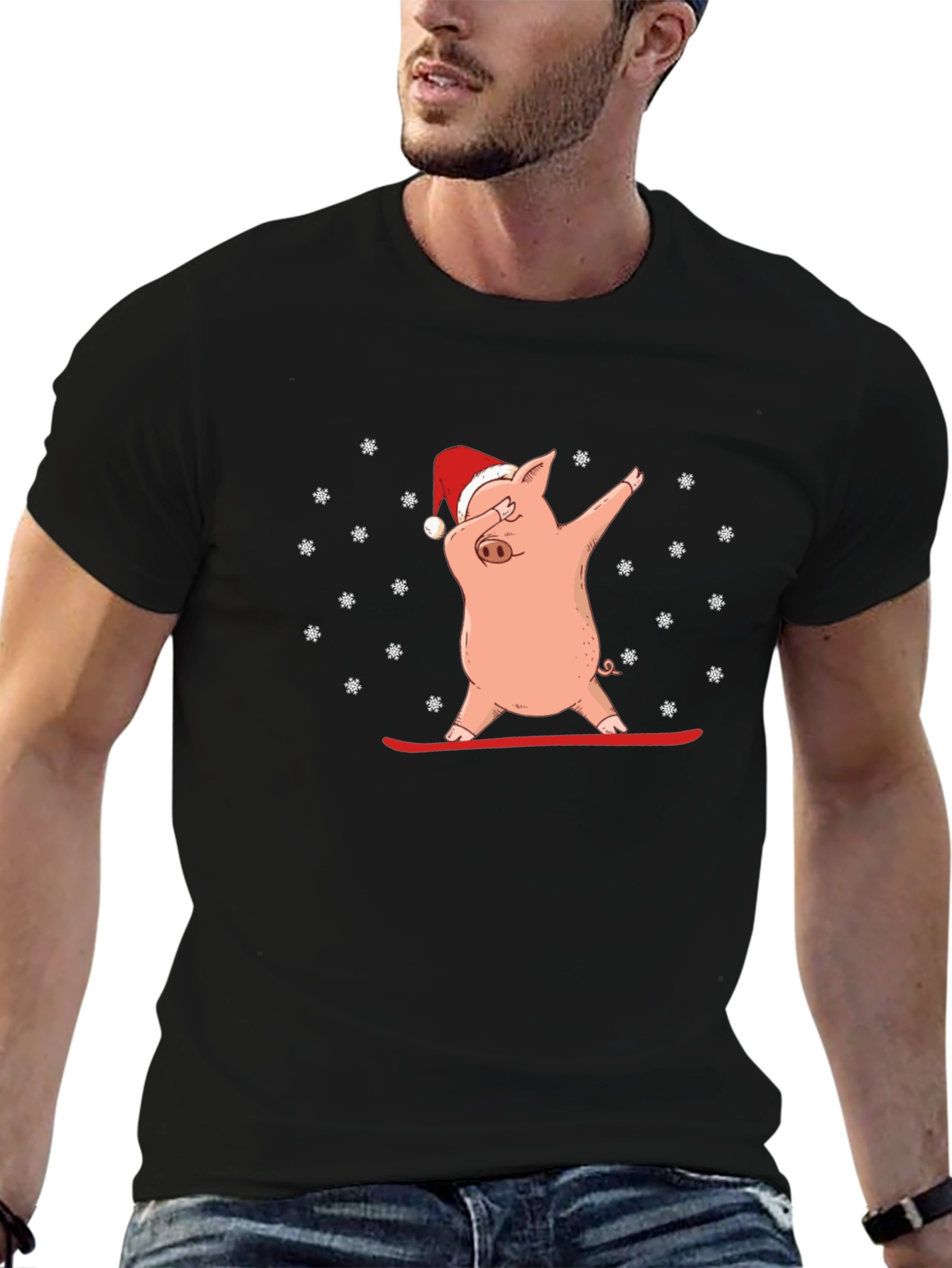 Dabbing Pig in Santa Hat T-Shirt