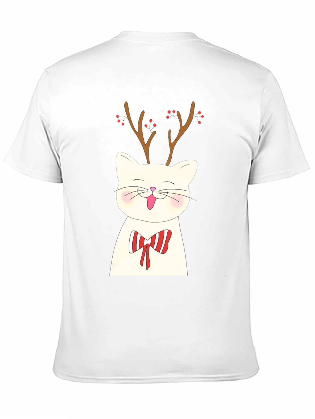Festive Cat Reindeer Graphic Tee - Holiday Style