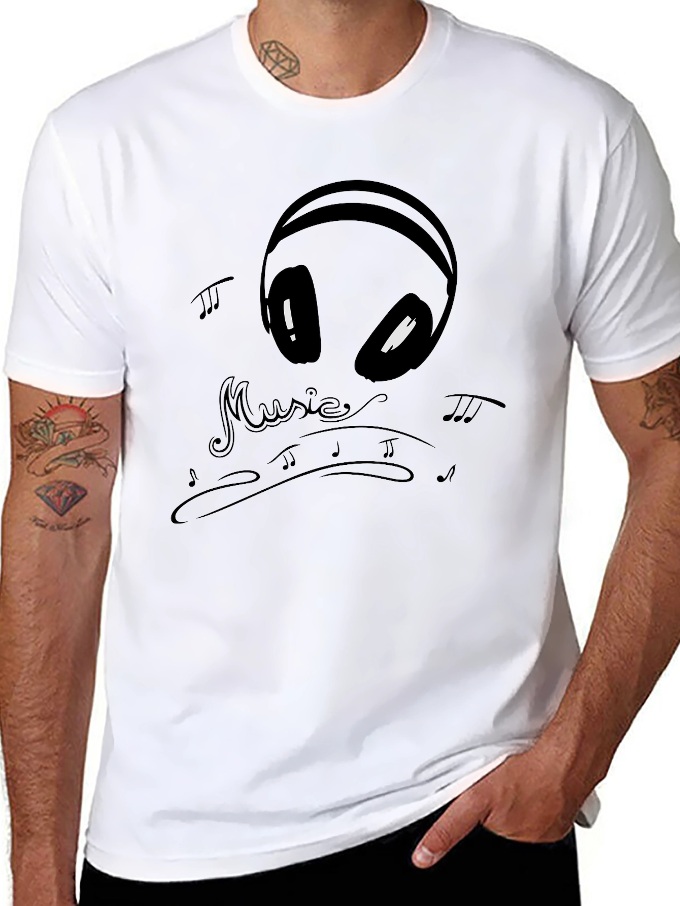 Music Alien Graphic Tee - Black Cotton T-Shirt