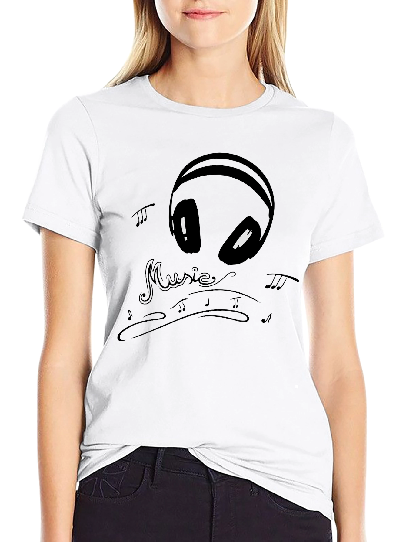 Music Alien Graphic Tee - Black Cotton T-Shirt