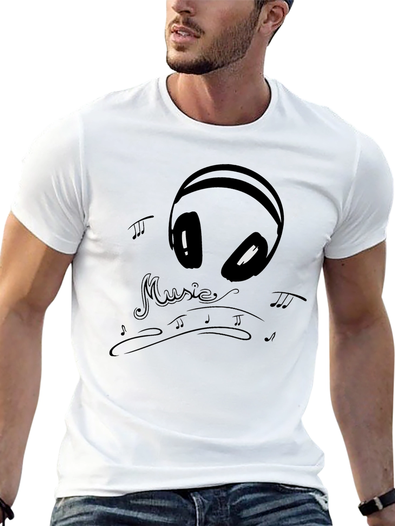 Music Alien Graphic Tee - Black Cotton T-Shirt