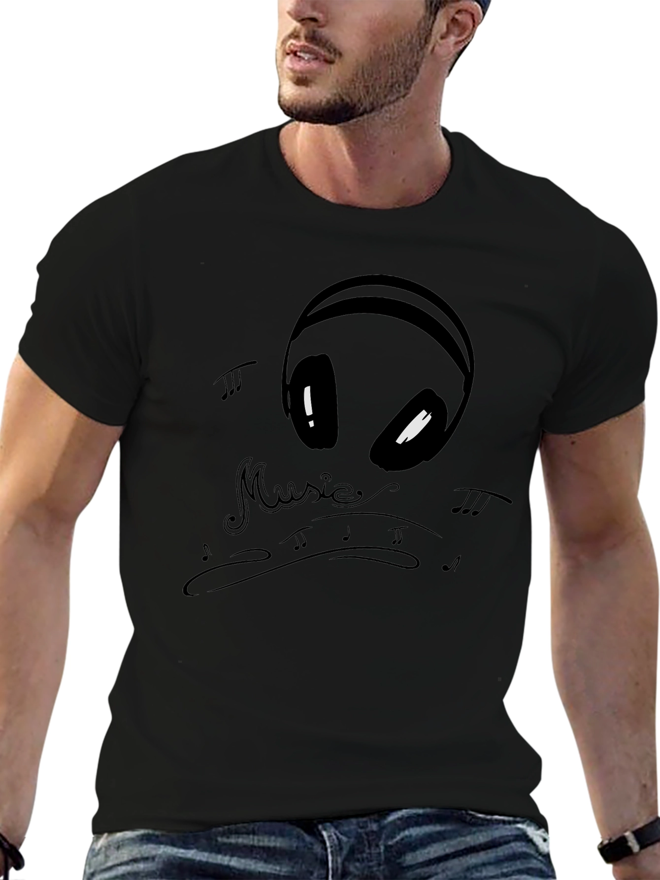 Music Alien Graphic Tee - Black Cotton T-Shirt
