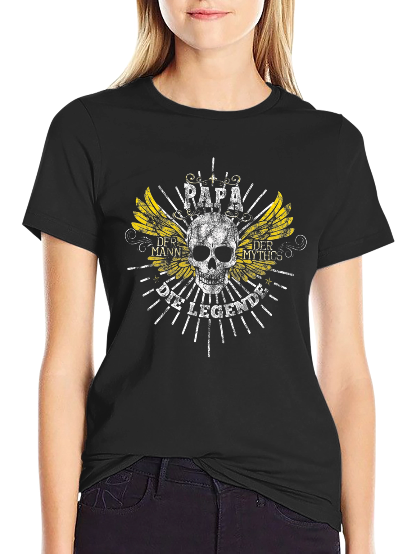 Papa Der Mann Die Legende Black Graphic T-Shirt