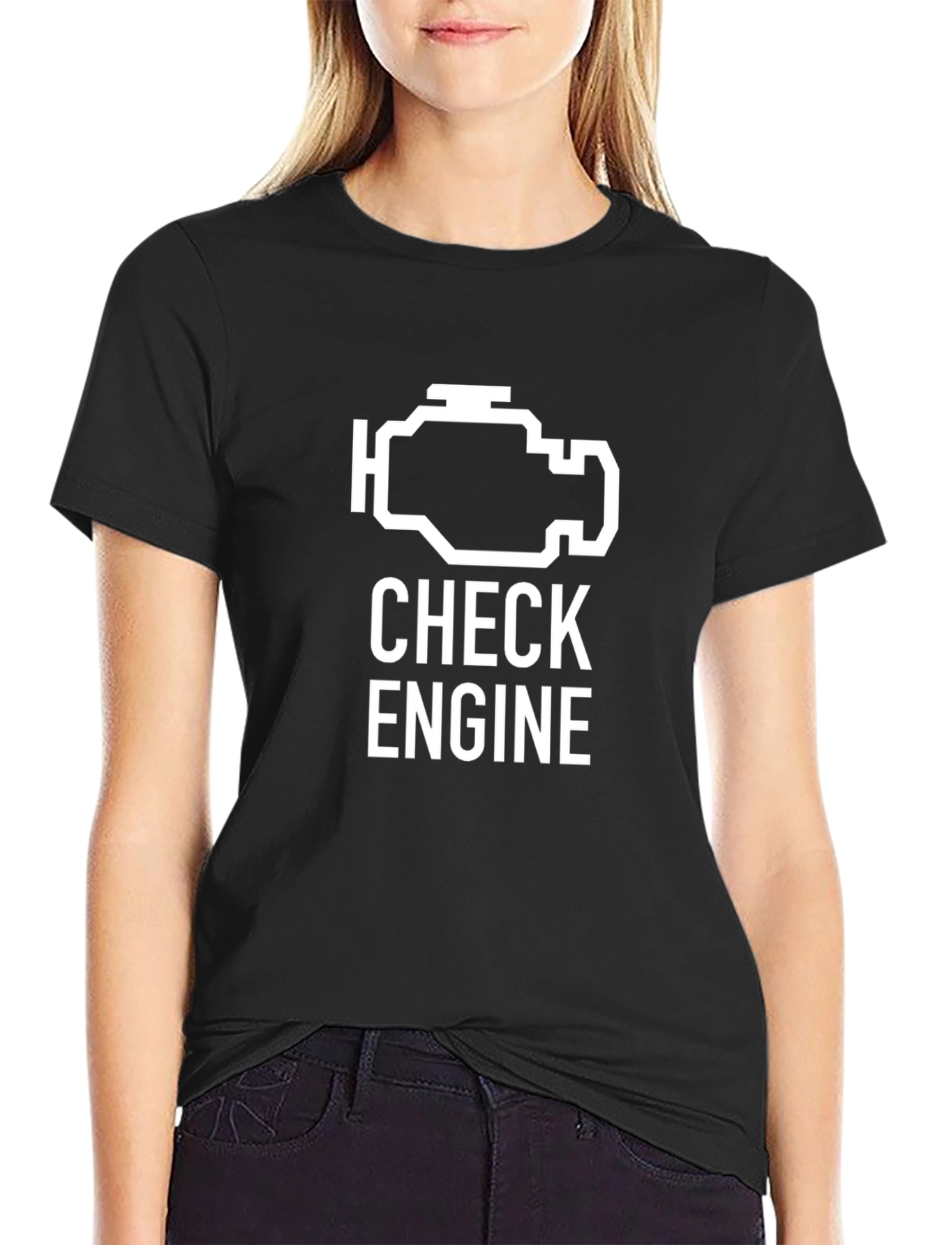 Check Engine Graphic T-Shirt - Funny Car Mechanic Tee