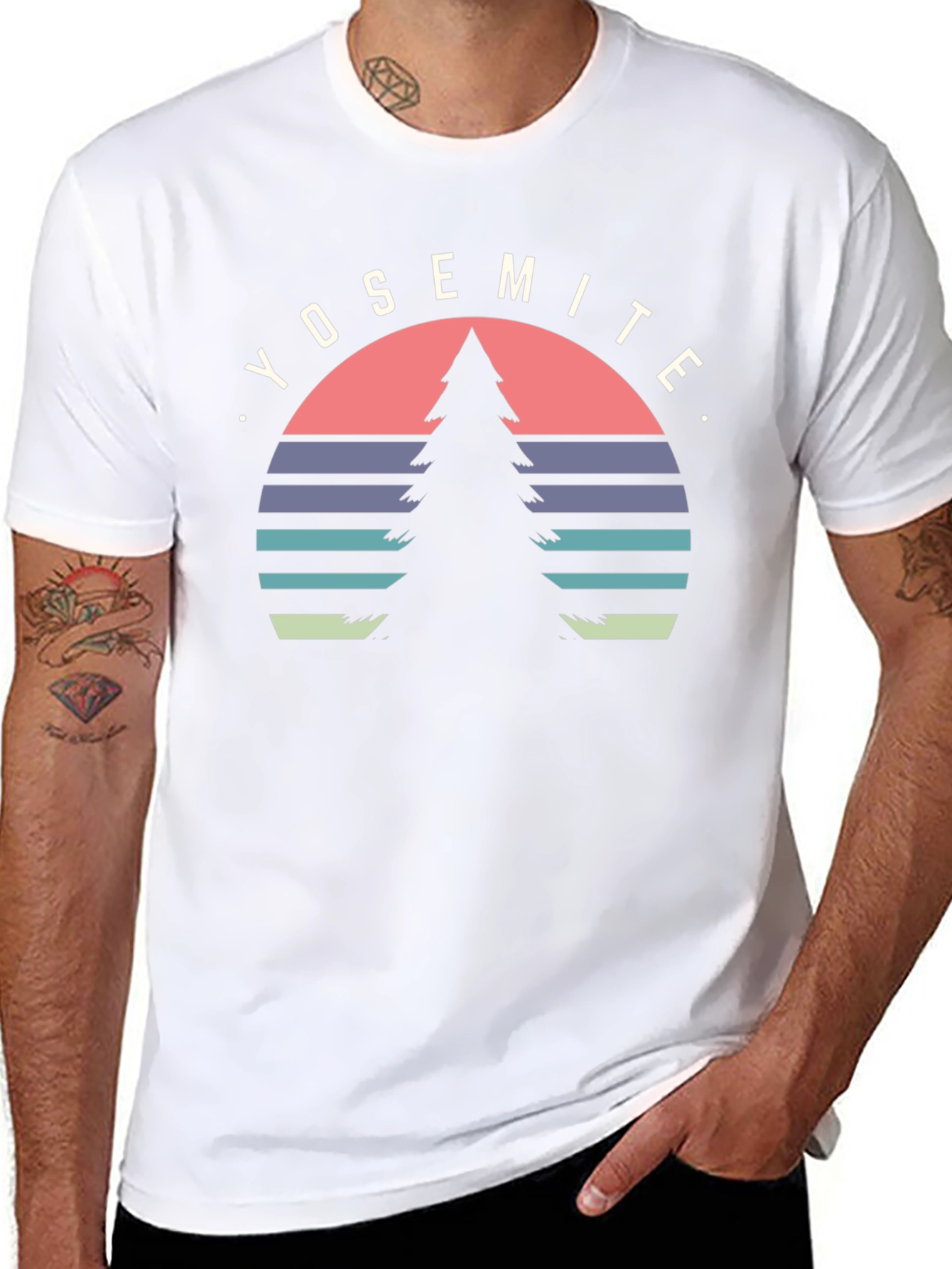 Yosemite Tree Graphic Tee - Black Cotton T-Shirt