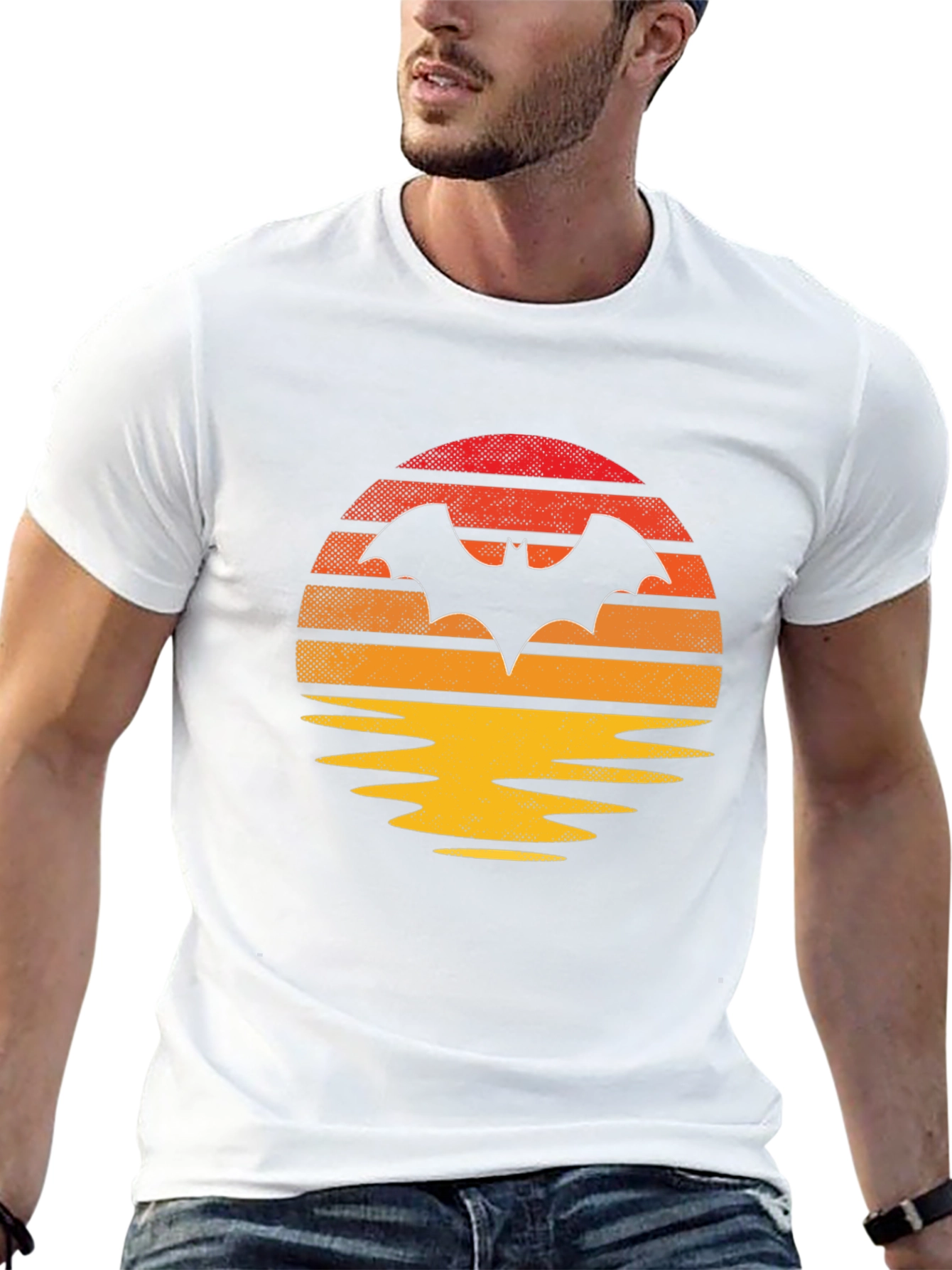 Retro Bat Sunset Graphic Tee