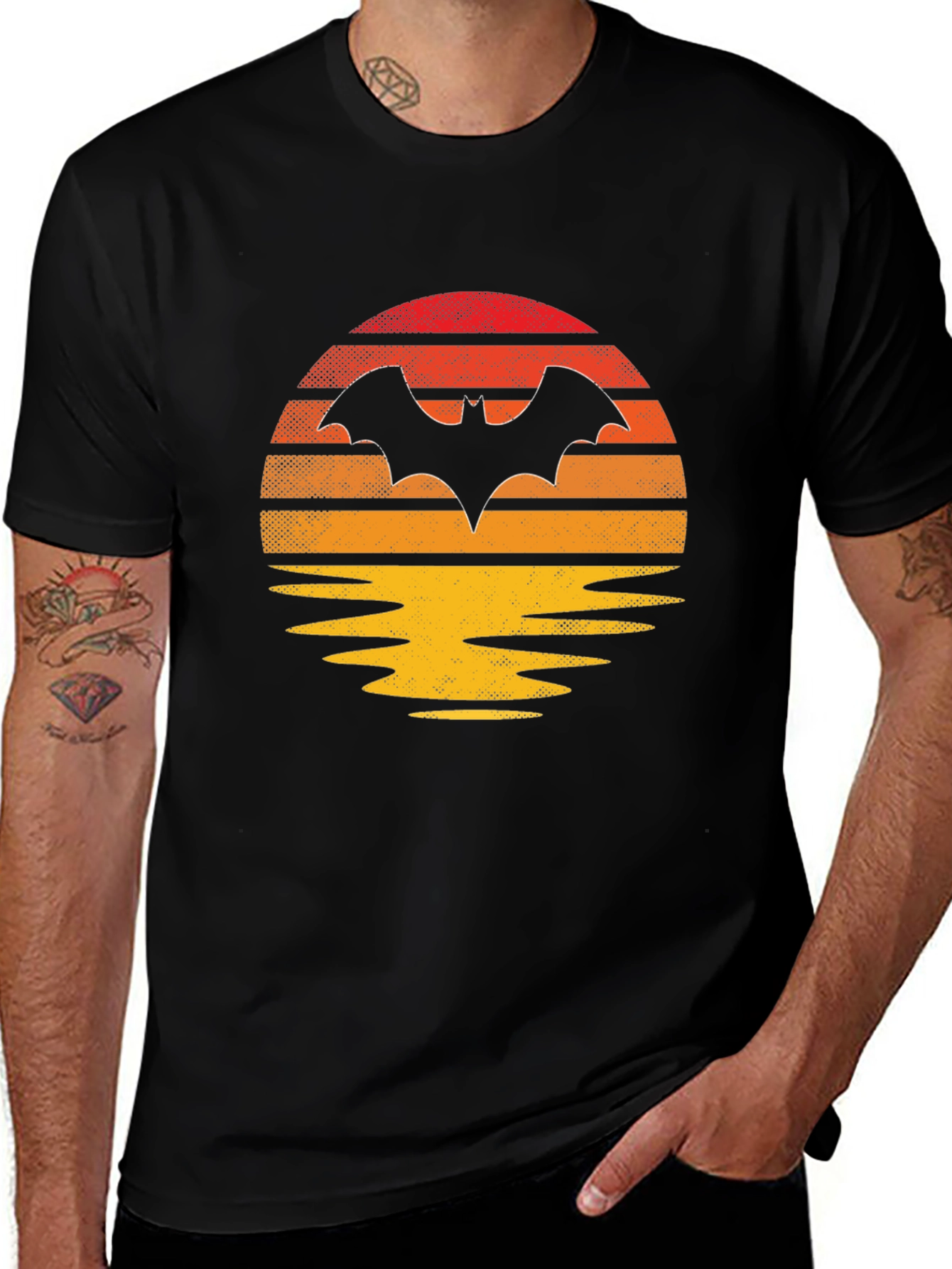 Retro Bat Sunset Graphic Tee