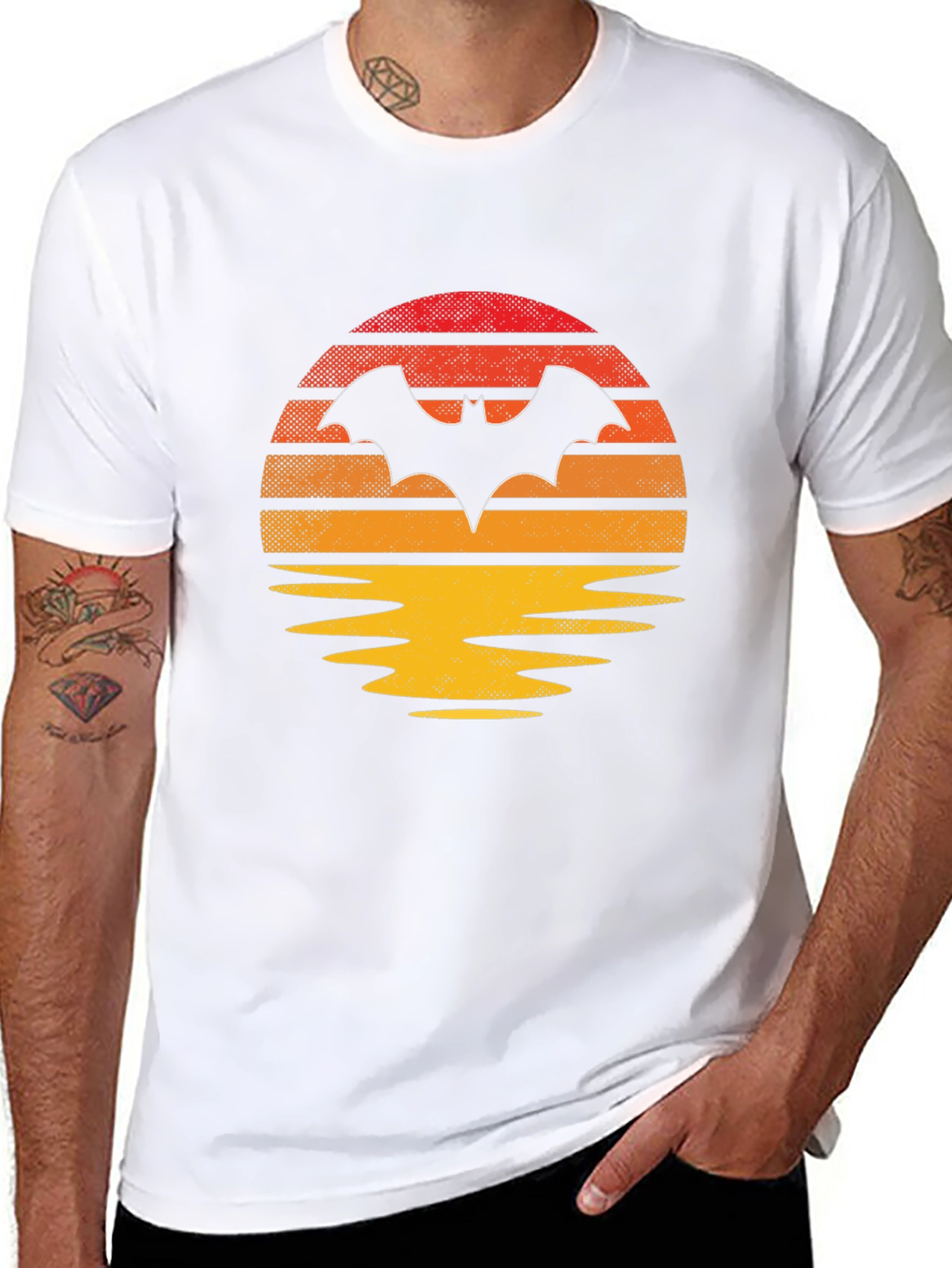 Retro Bat Sunset Graphic Tee
