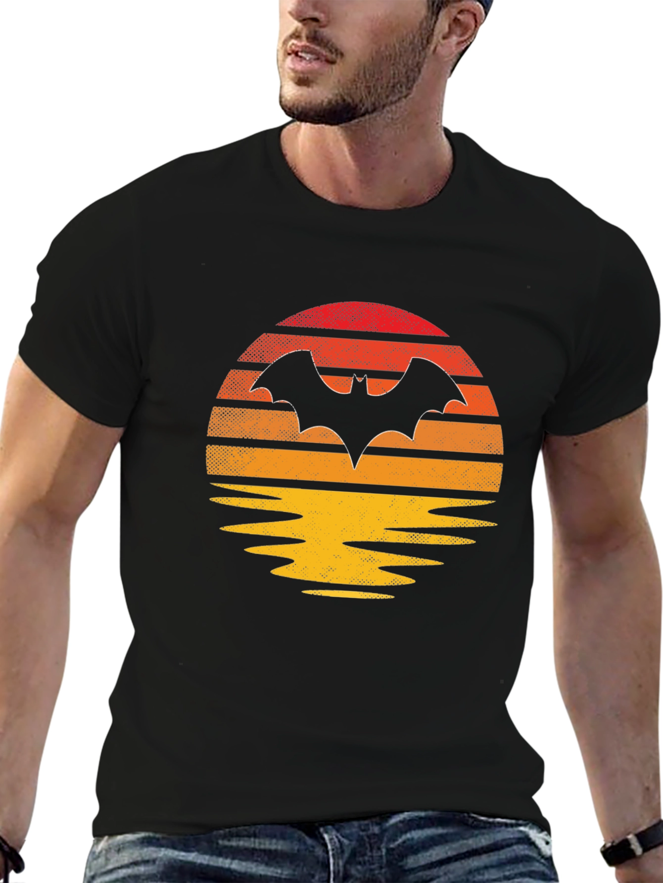 Retro Bat Sunset Graphic Tee