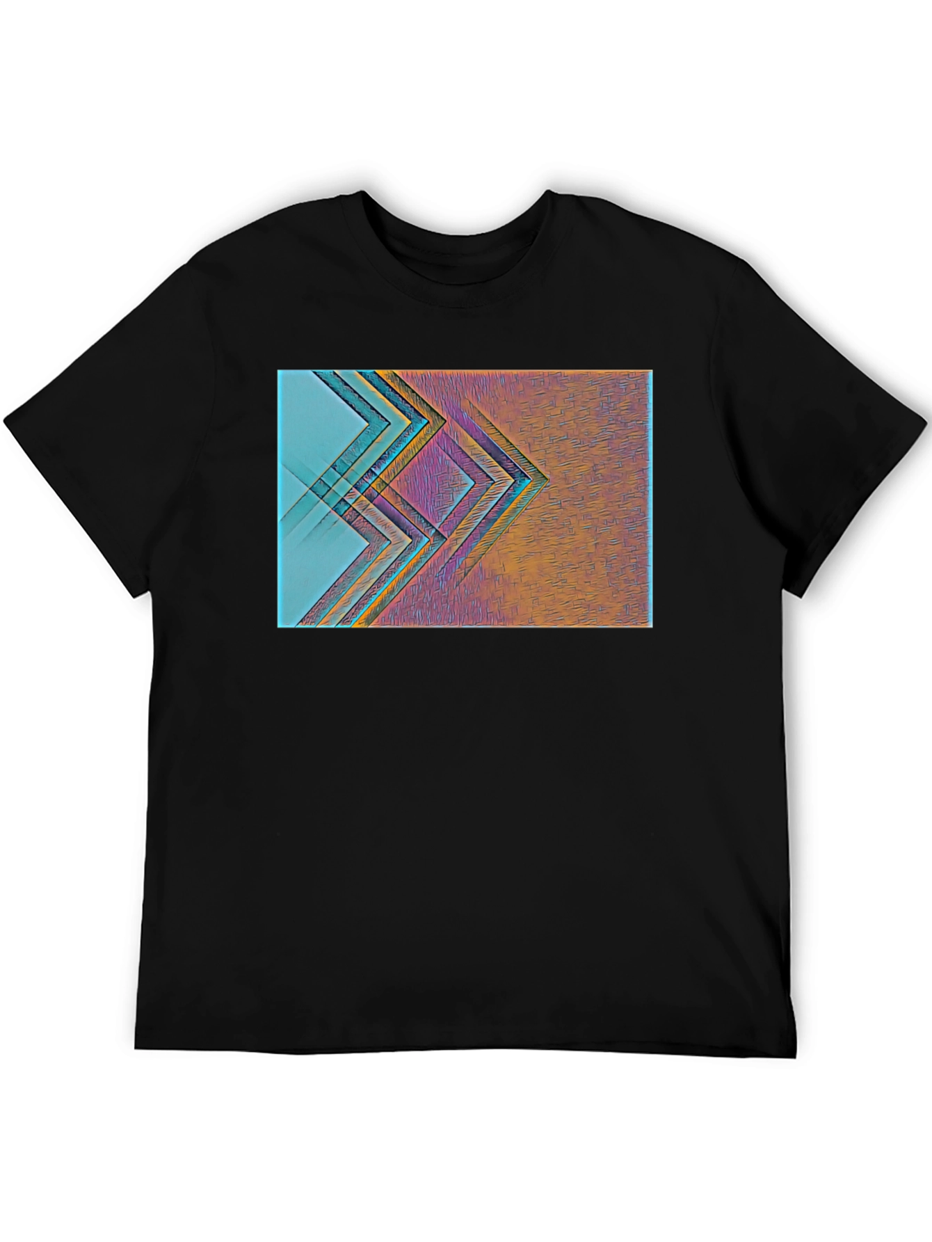 Abstract Geometric Print Black T-Shirt