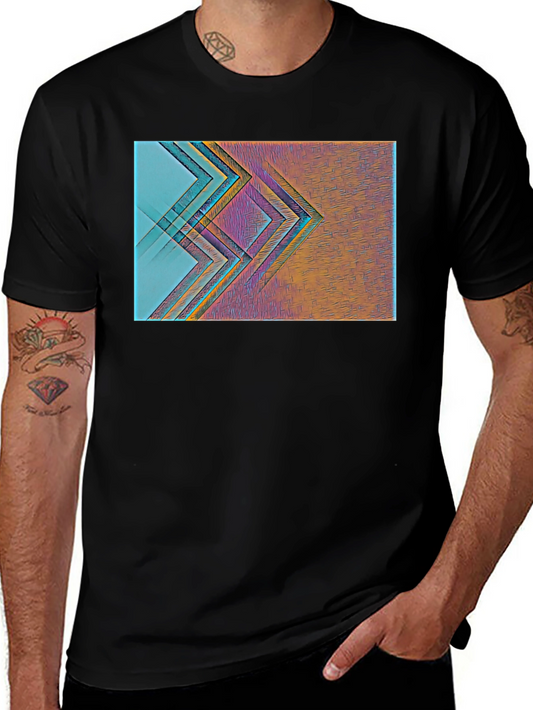 Abstract Geometric Print Black T-Shirt