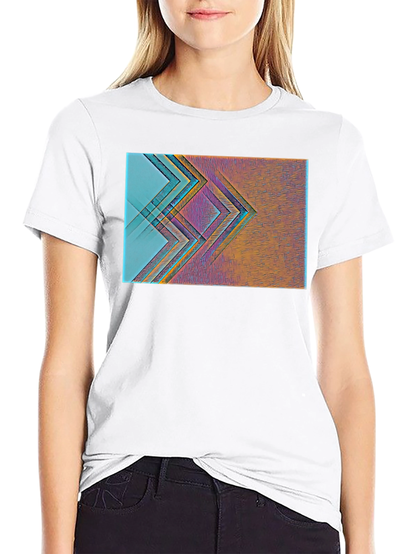 Abstract Geometric Print Black T-Shirt