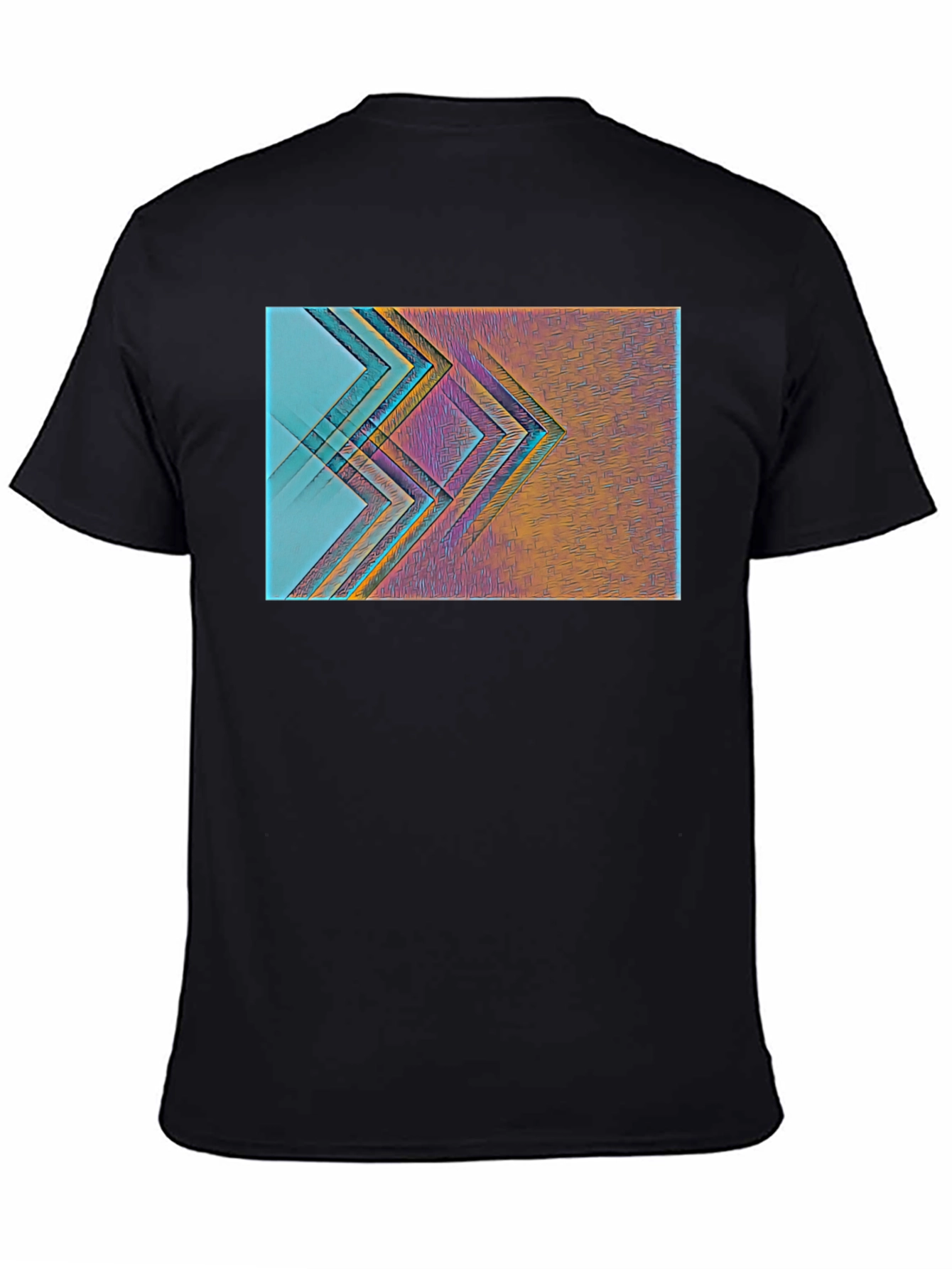 Abstract Geometric Print Black T-Shirt