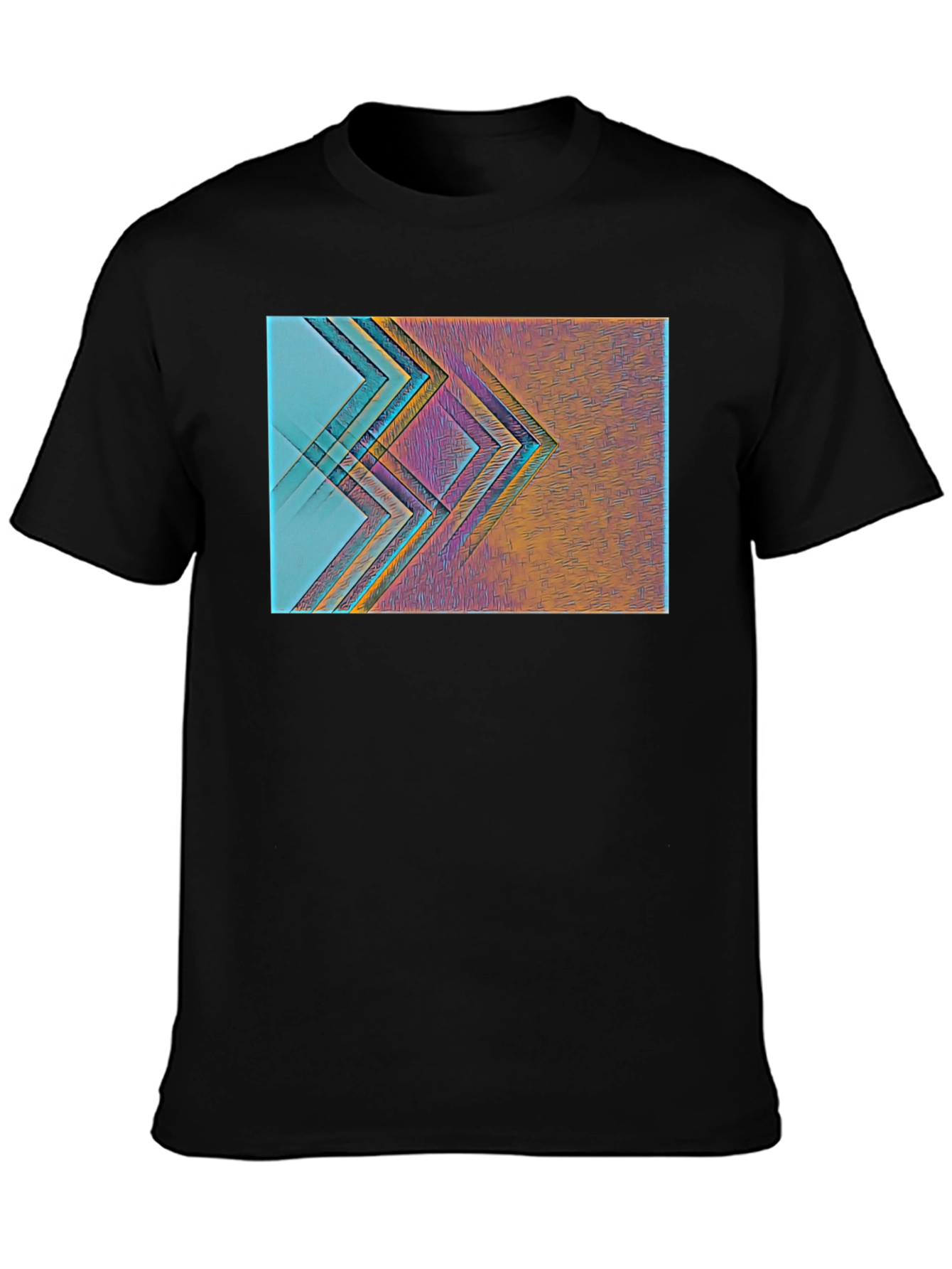 Abstract Geometric Print Black T-Shirt