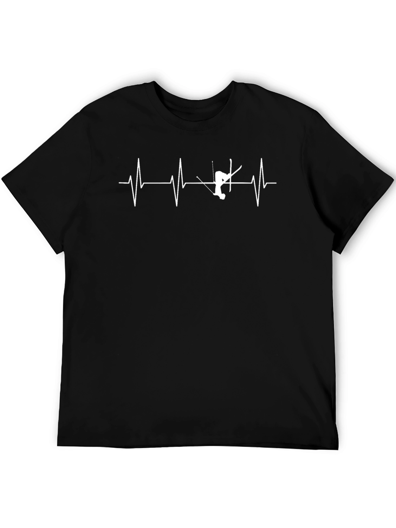 Ski Heartbeat Graphic Tee - Black Cotton T-Shirt