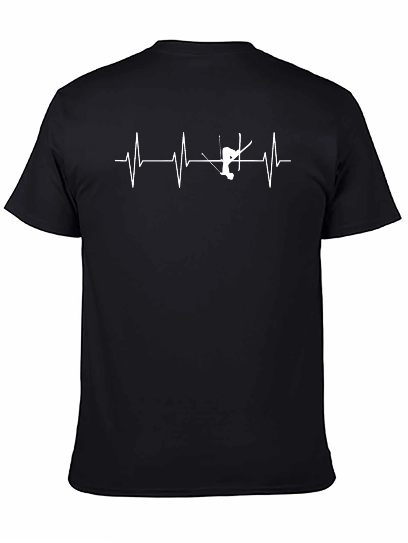 Ski Heartbeat Graphic Tee - Black Cotton T-Shirt