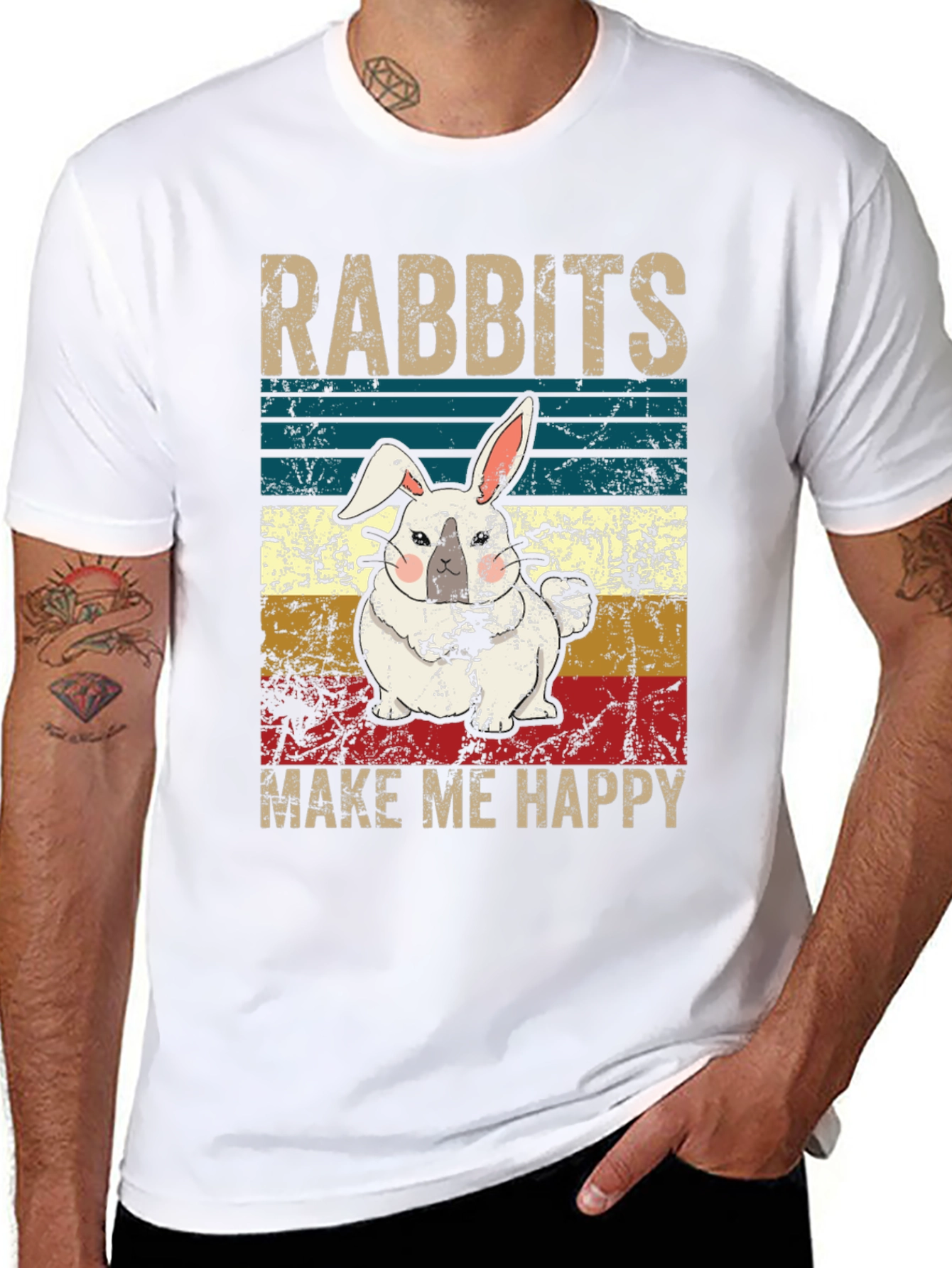 Rabbits Make Me Happy T-Shirt Cute Bunny Tee