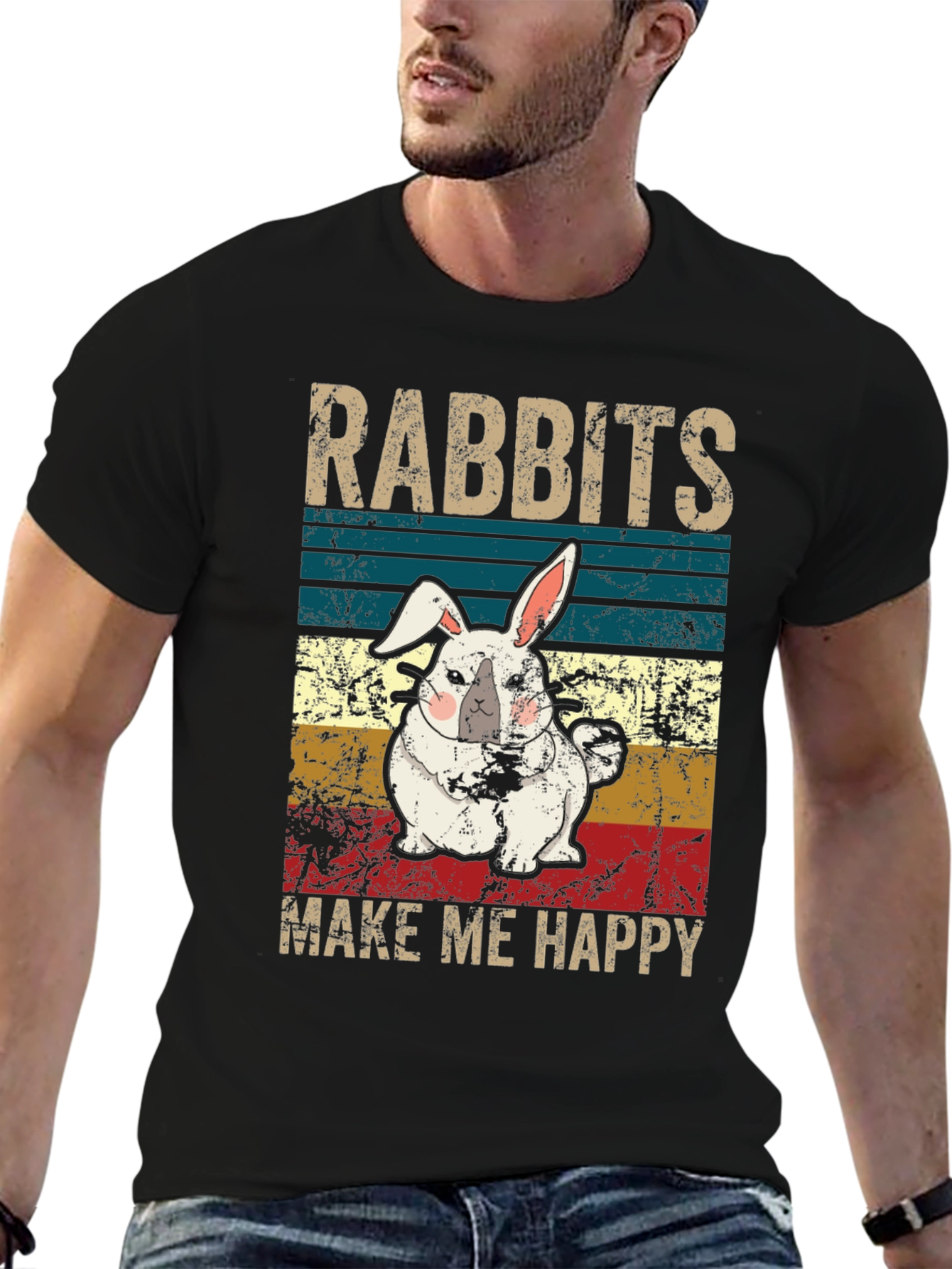 Rabbits Make Me Happy T-Shirt Cute Bunny Tee