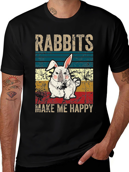 Rabbits Make Me Happy T-Shirt Cute Bunny Tee