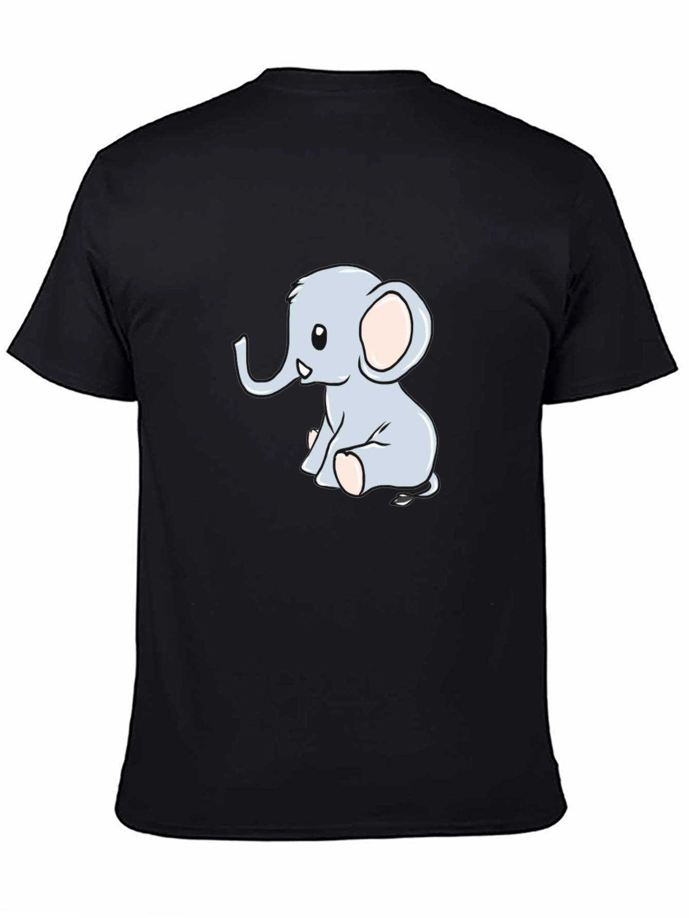 Cute Cartoon Elephant Black T-Shirt