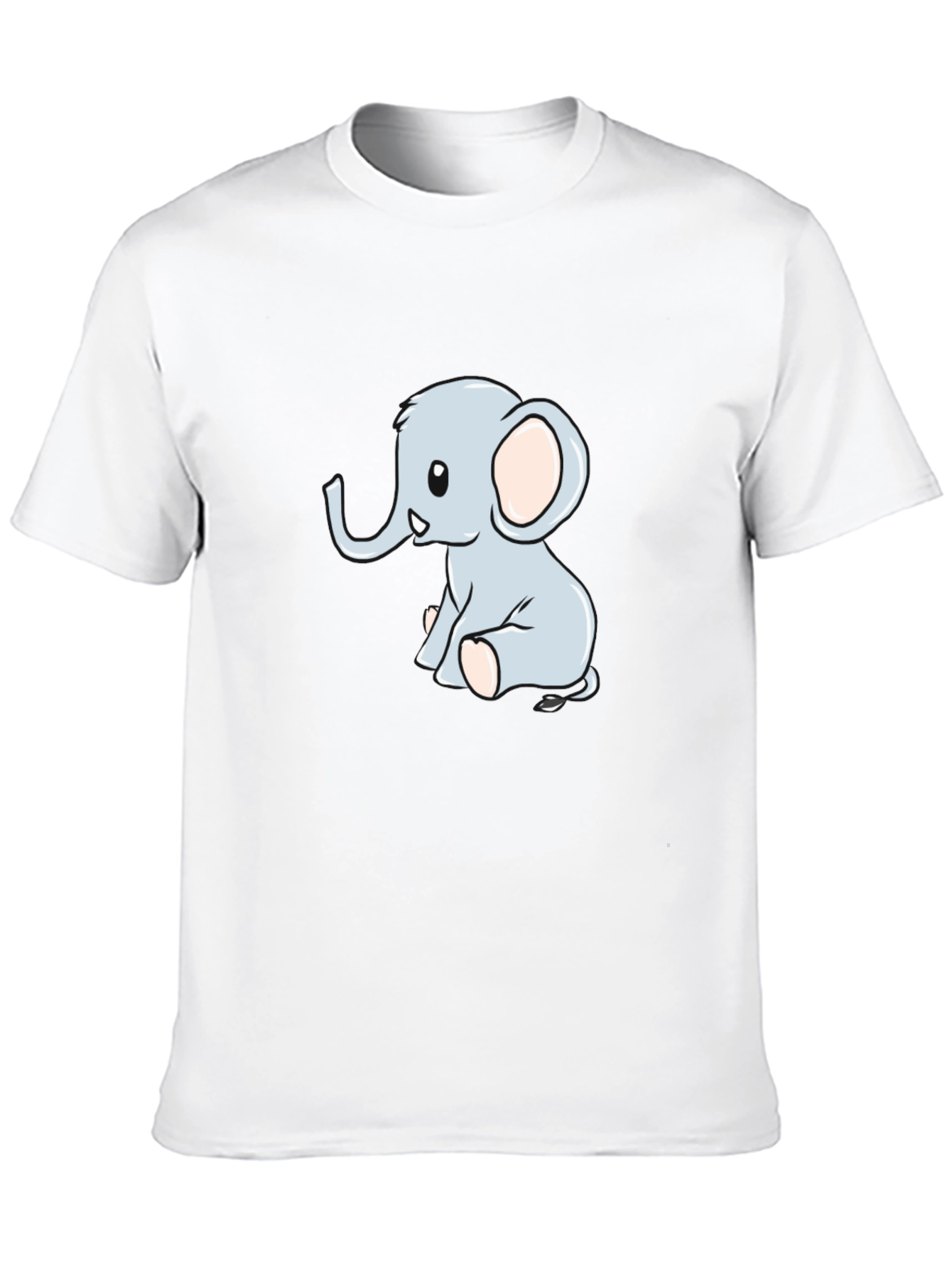 Cute Cartoon Elephant Black T-Shirt