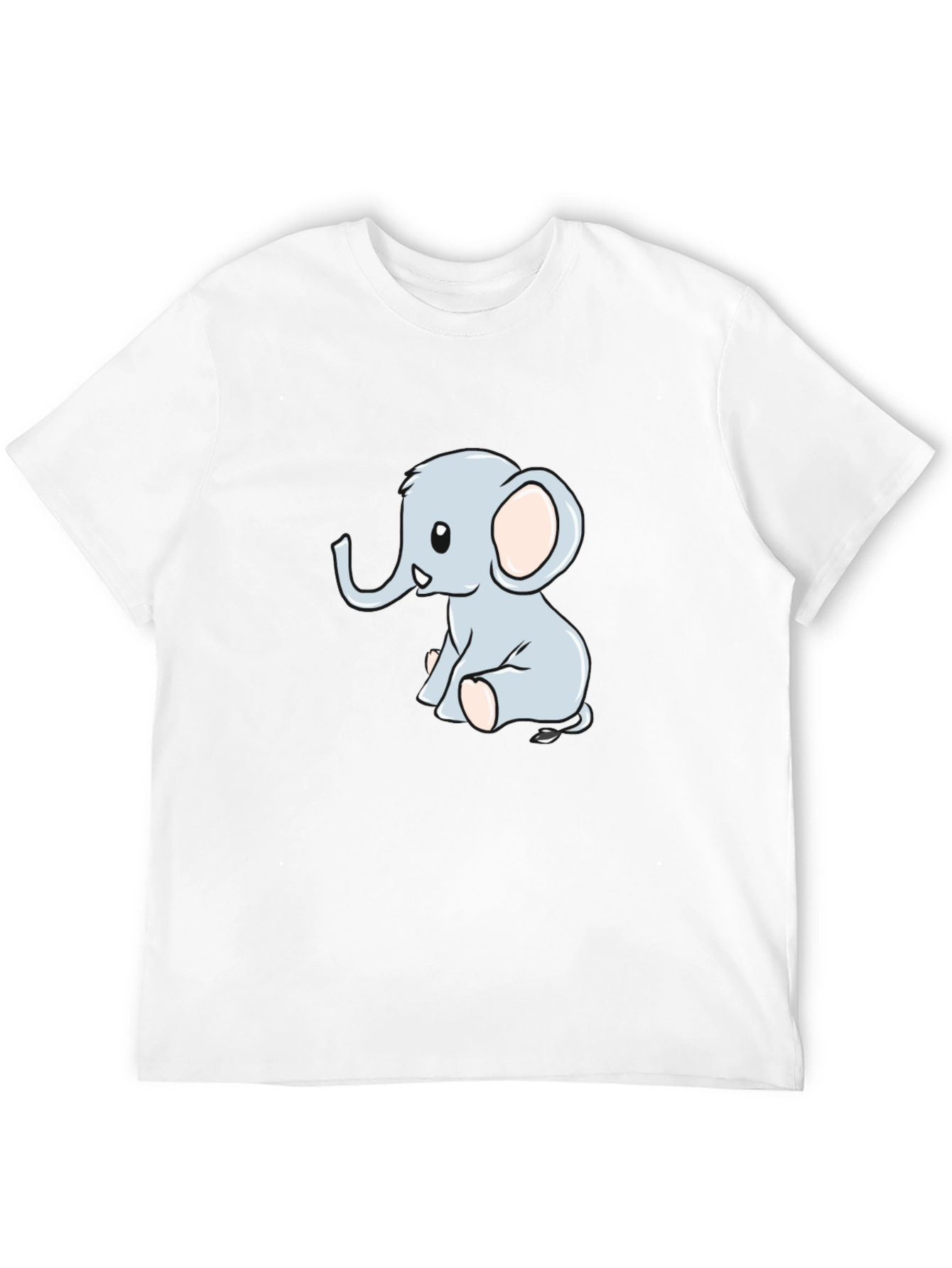 Cute Cartoon Elephant Black T-Shirt