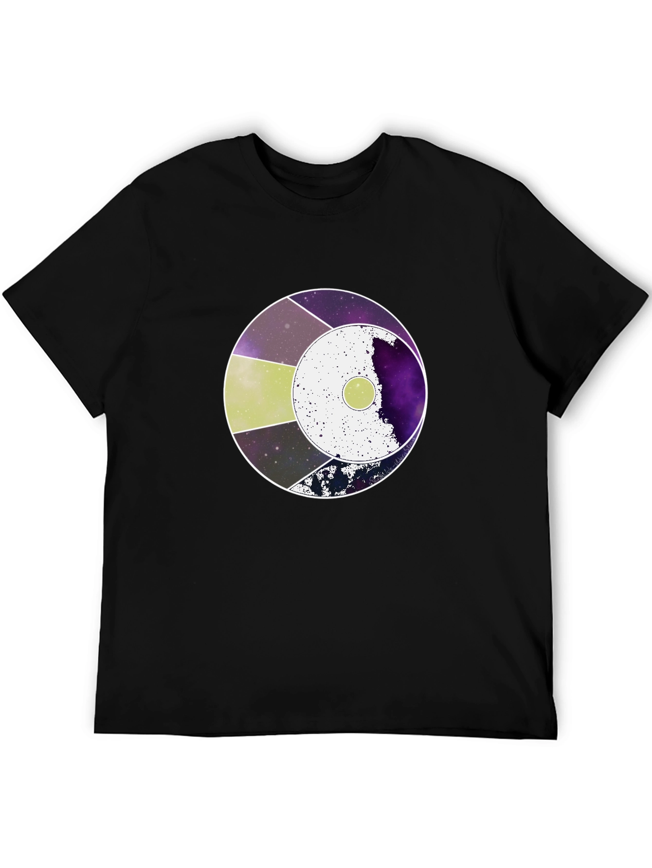 Abstract Circle Graphic Tee - Black Cotton Casual Wear