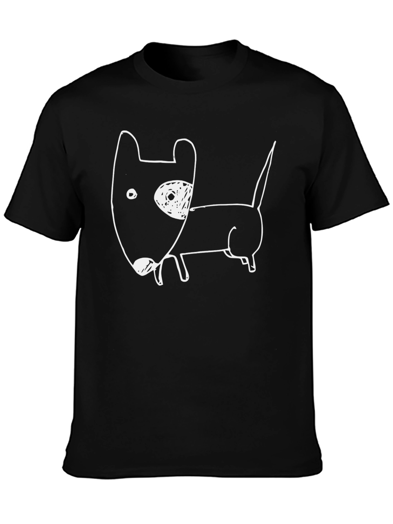 Dog Sketch Graphic Tee - Casual Cotton Shirt