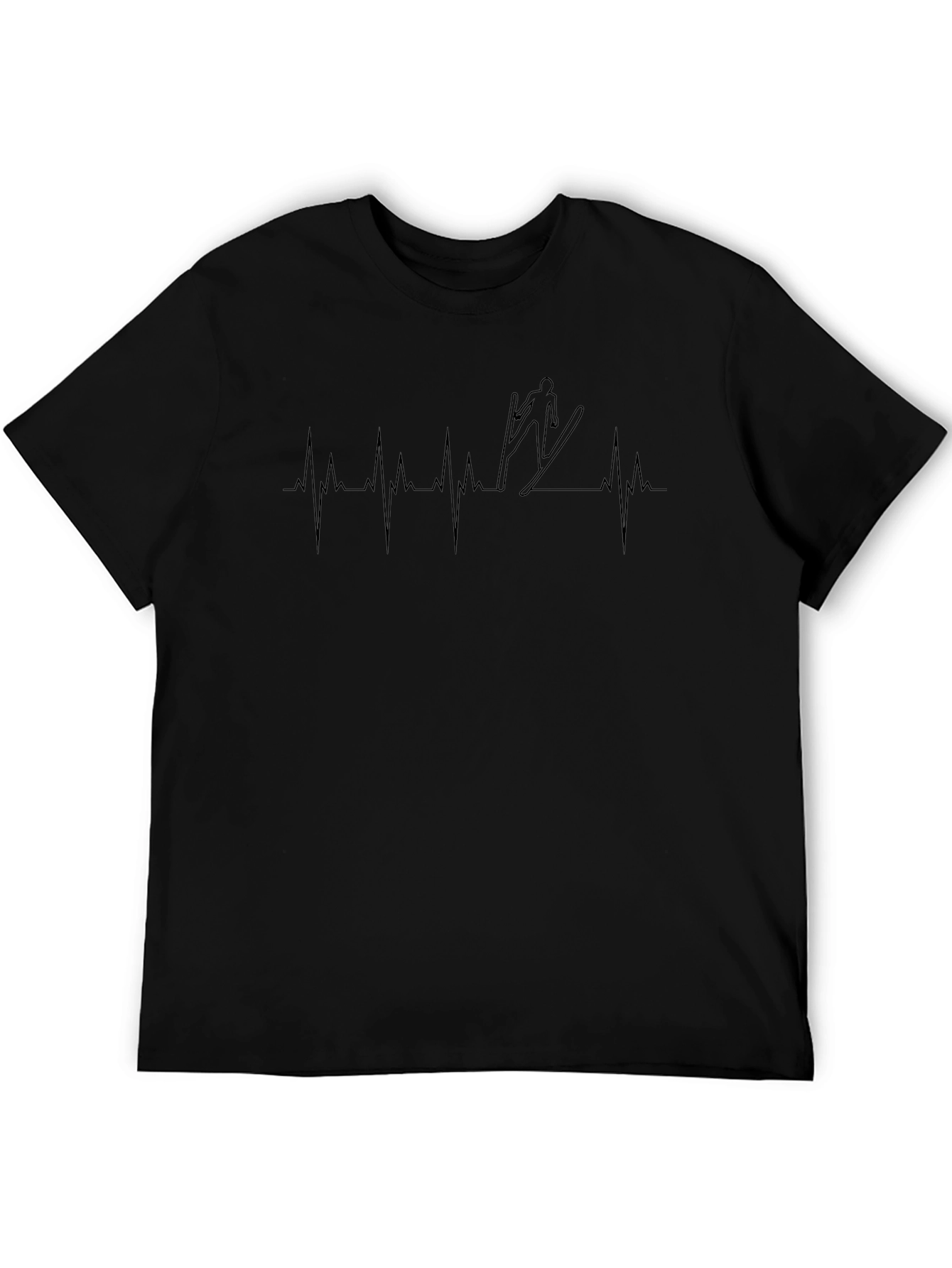 Ski Jumper Heartbeat T-Shirt - Black