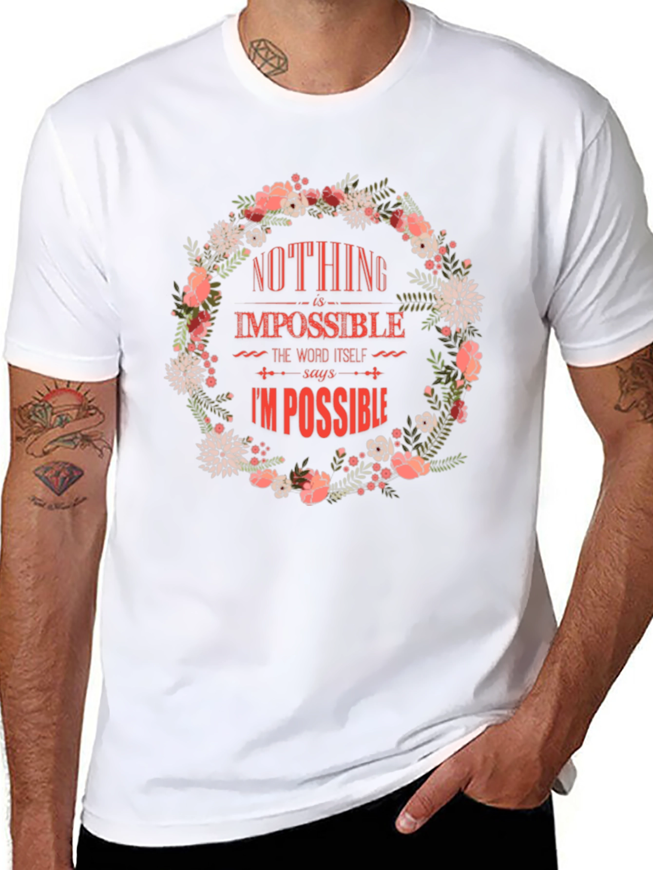Floral Nothing Is Impossible Graphic Tee
