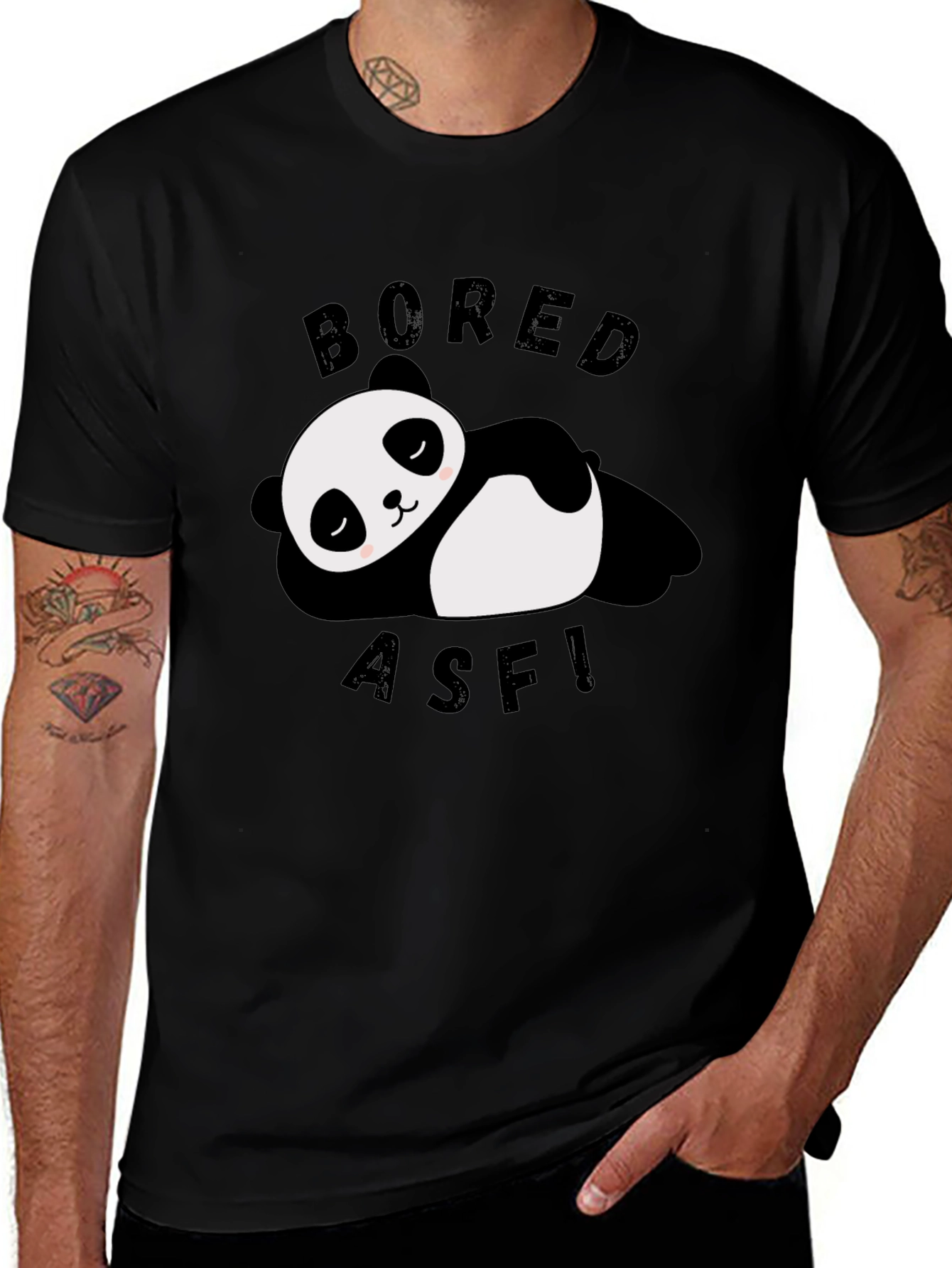 Bored Panda Graphic Tee - Black Cotton T-Shirt