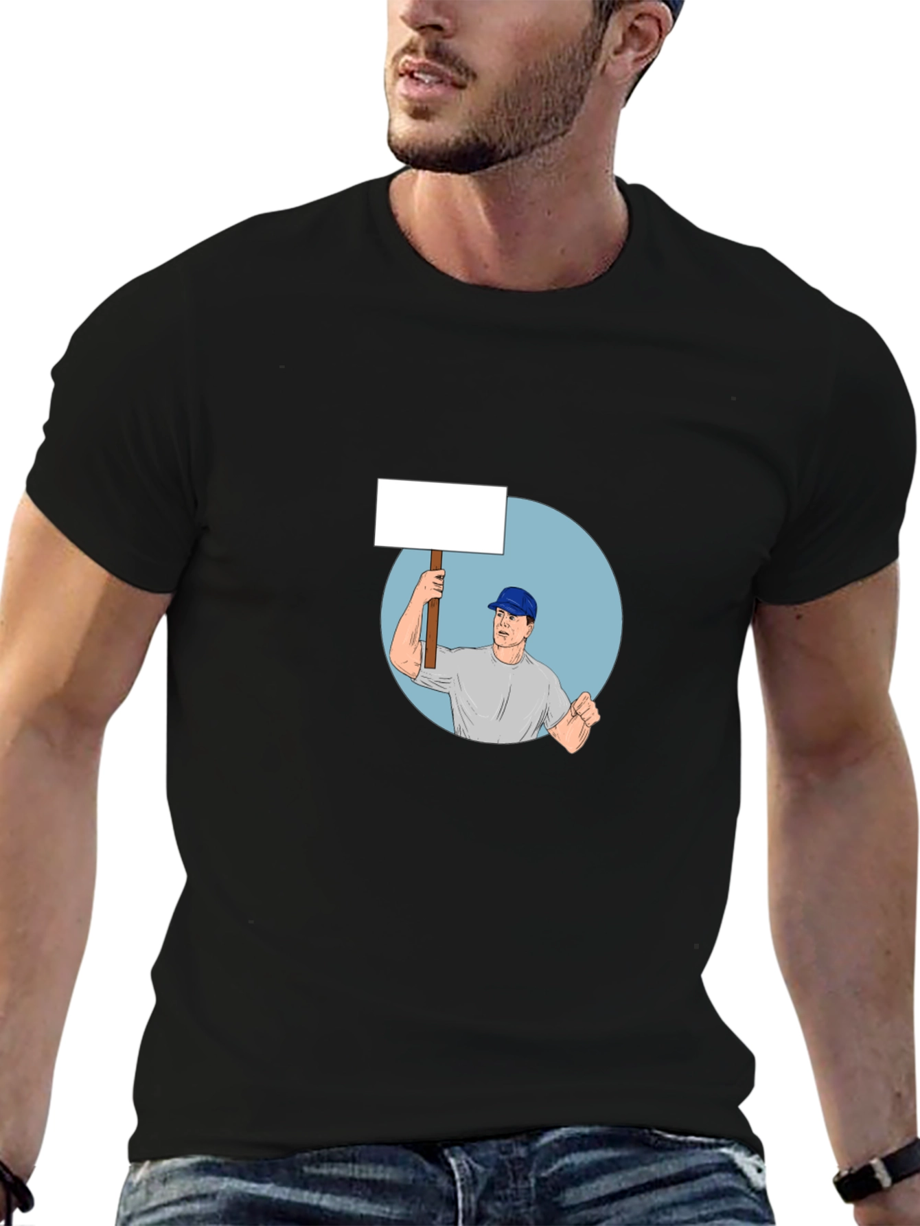 Black T-Shirt with Protest Graphic