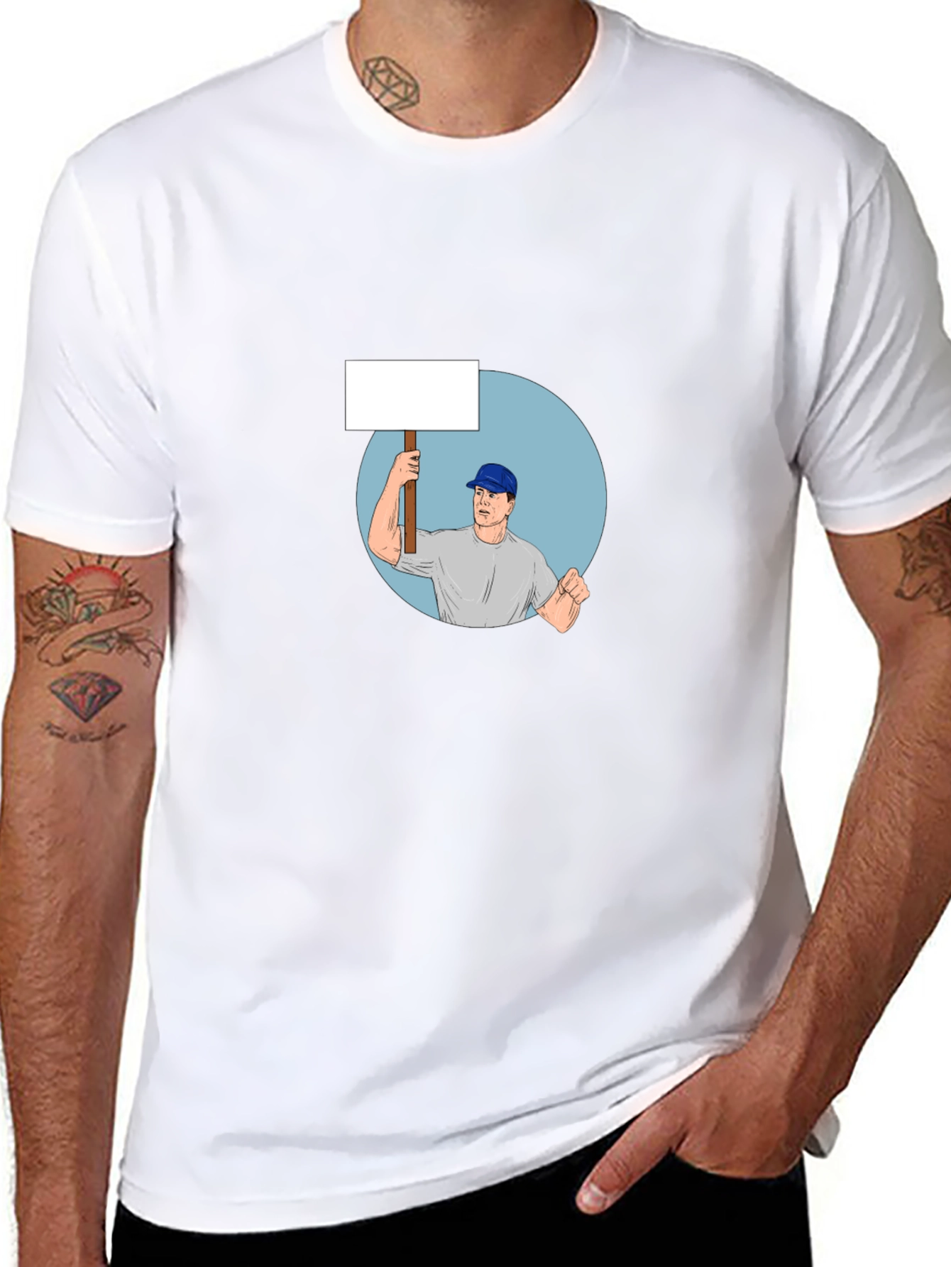 Black T-Shirt with Protest Graphic