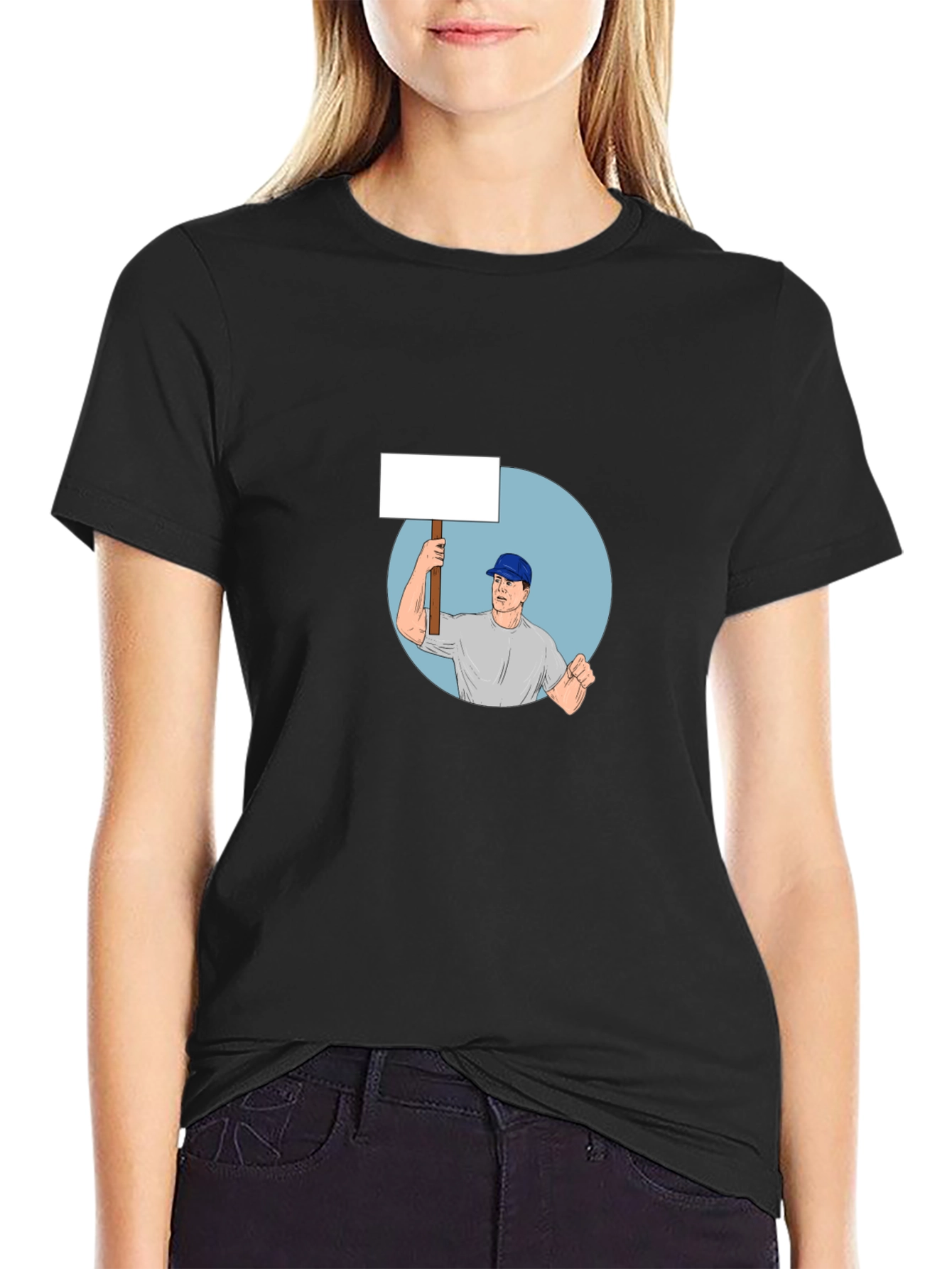 Black T-Shirt with Protest Graphic