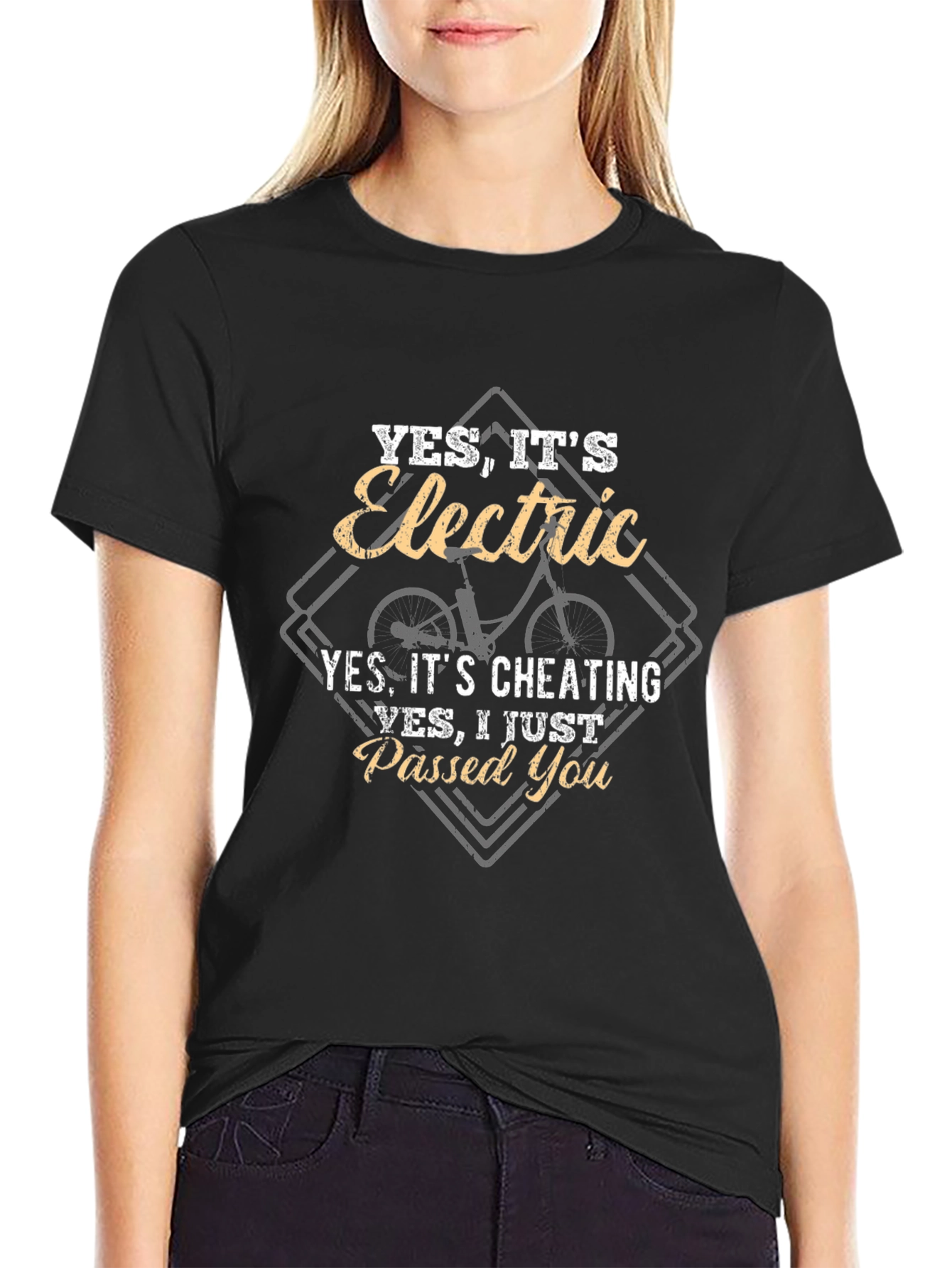 Electric Bike Humor T-Shirt - Yes Its Cheating