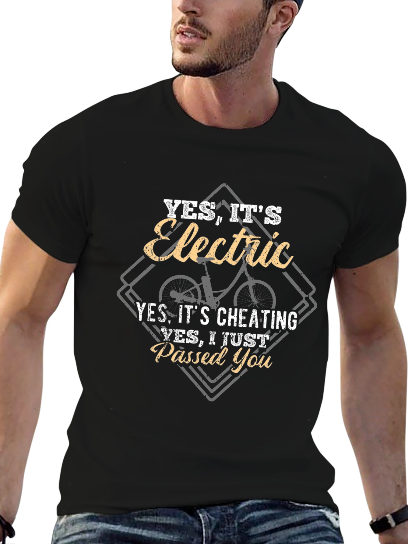 Electric Bike Humor T-Shirt - Yes Its Cheating