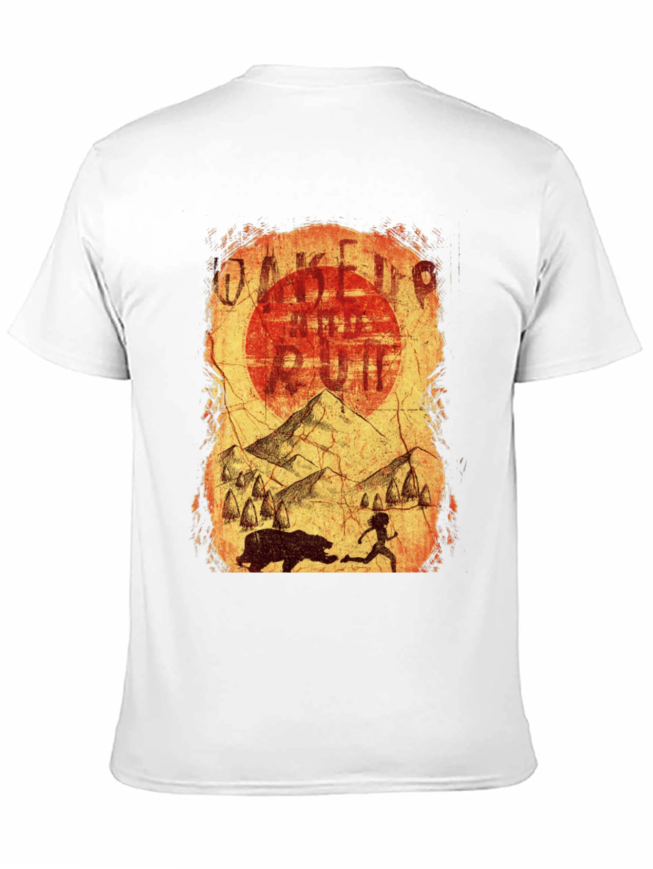 Wake Up & Run T-Shirt - Cave Art Style