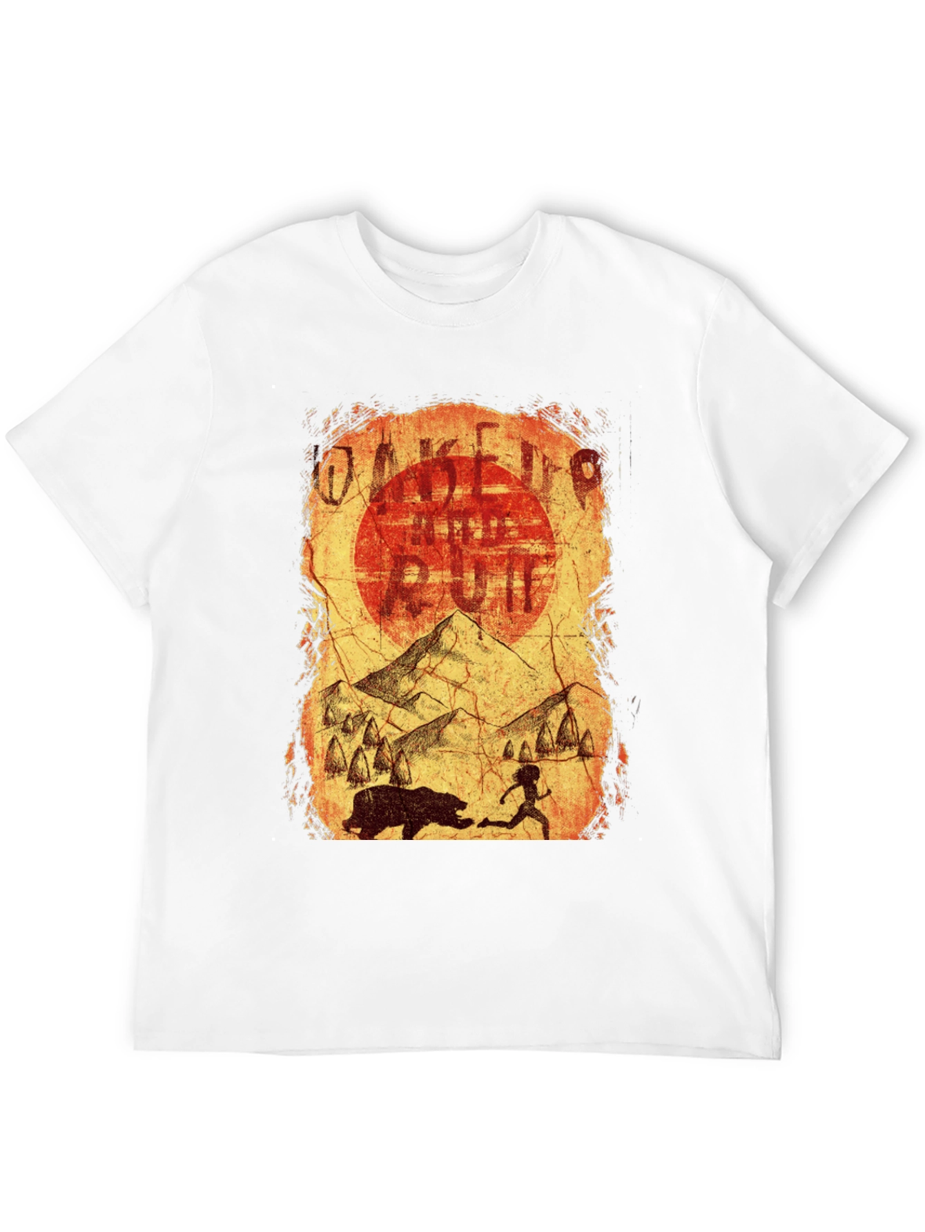 Wake Up & Run T-Shirt - Cave Art Style