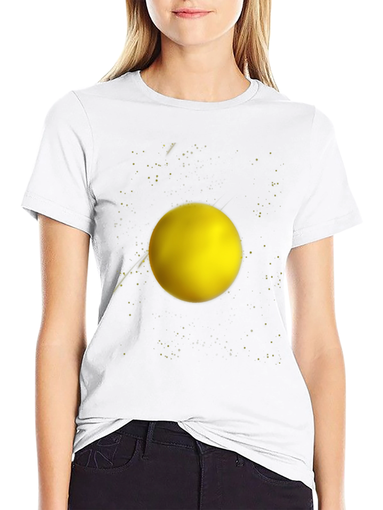 Cosmic Yellow Sphere Graphic Tee - Black