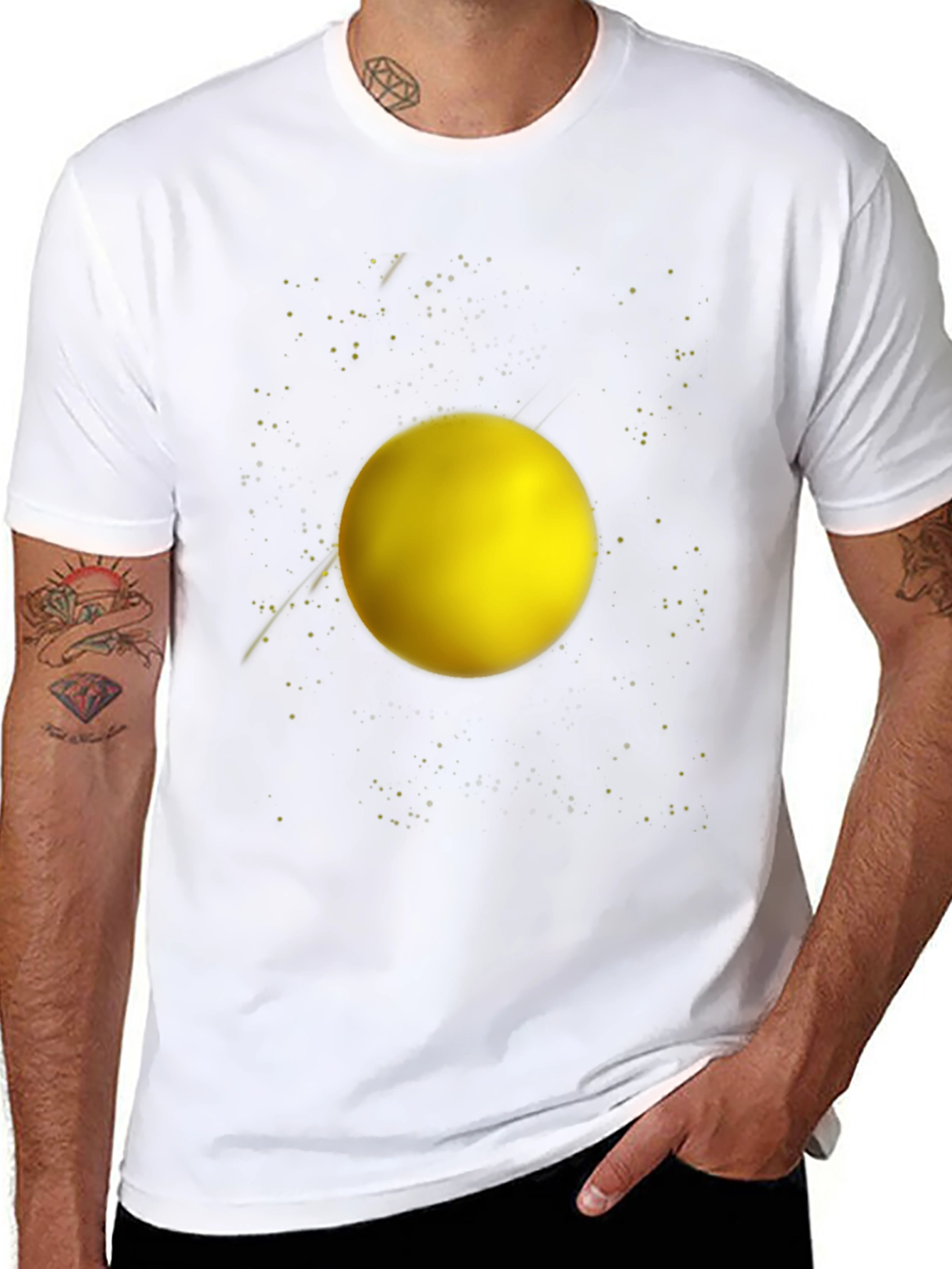 Cosmic Yellow Sphere Graphic Tee - Black