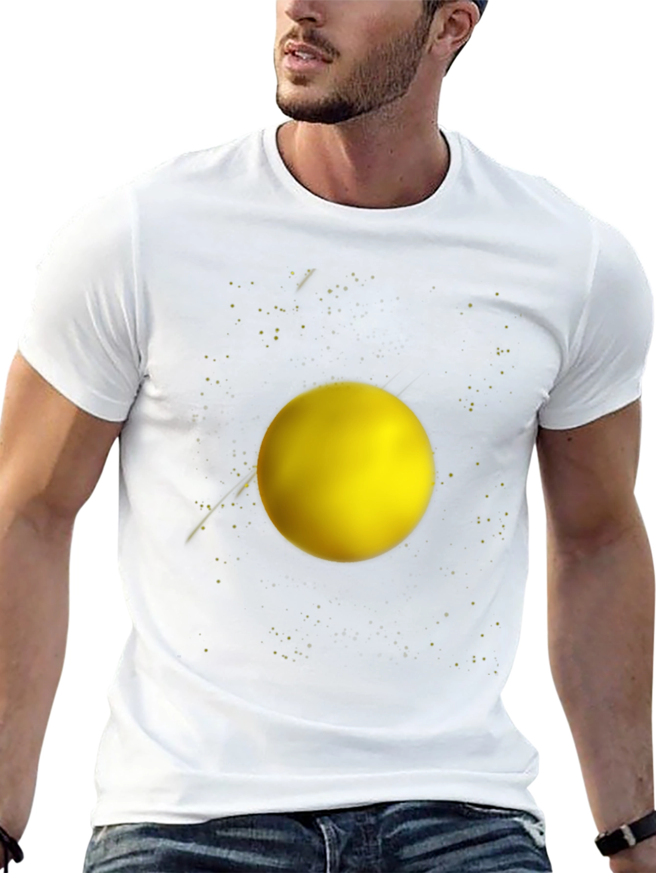 Cosmic Yellow Sphere Graphic Tee - Black