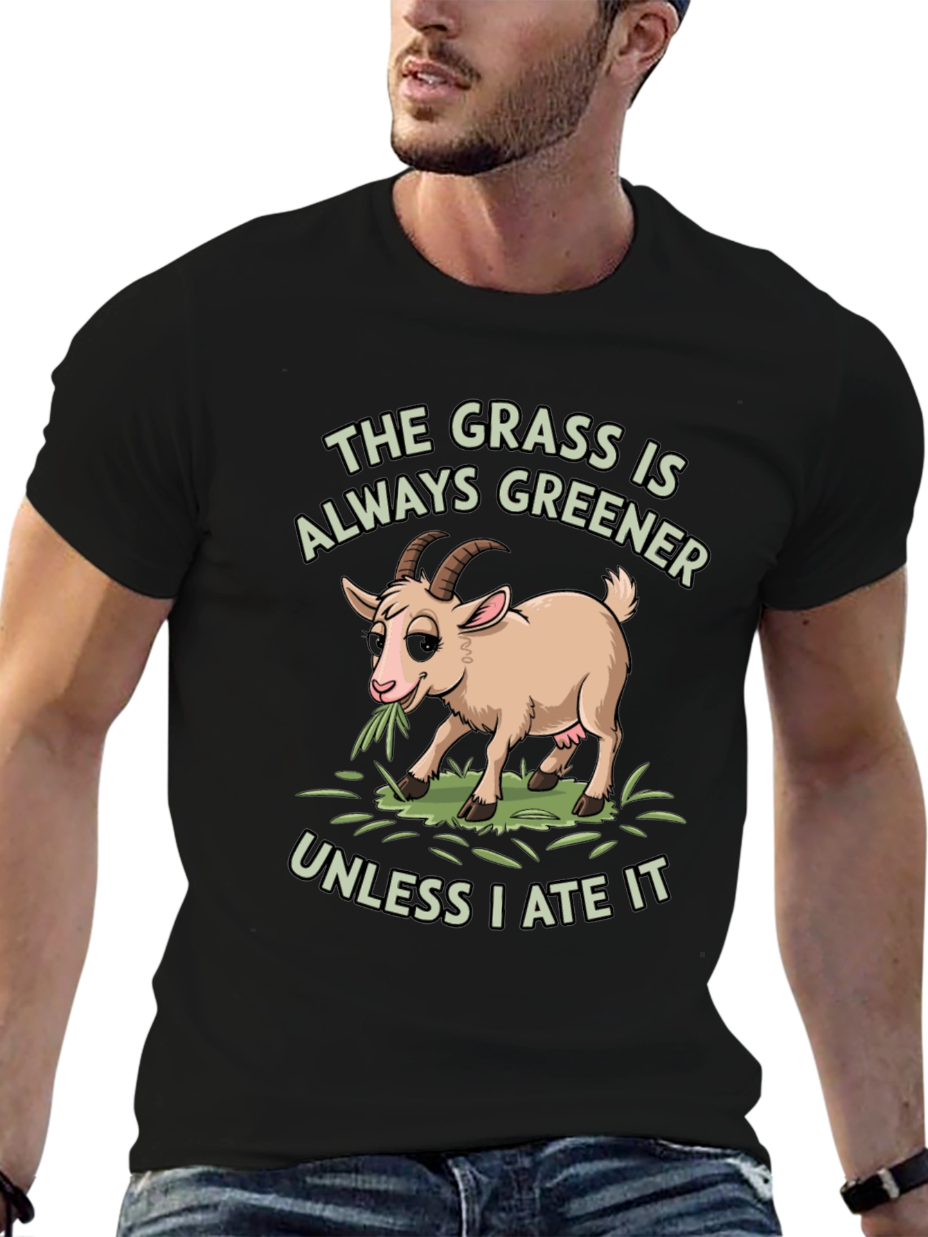 Funny Goat T-Shirt: The Grass Is Always Greener