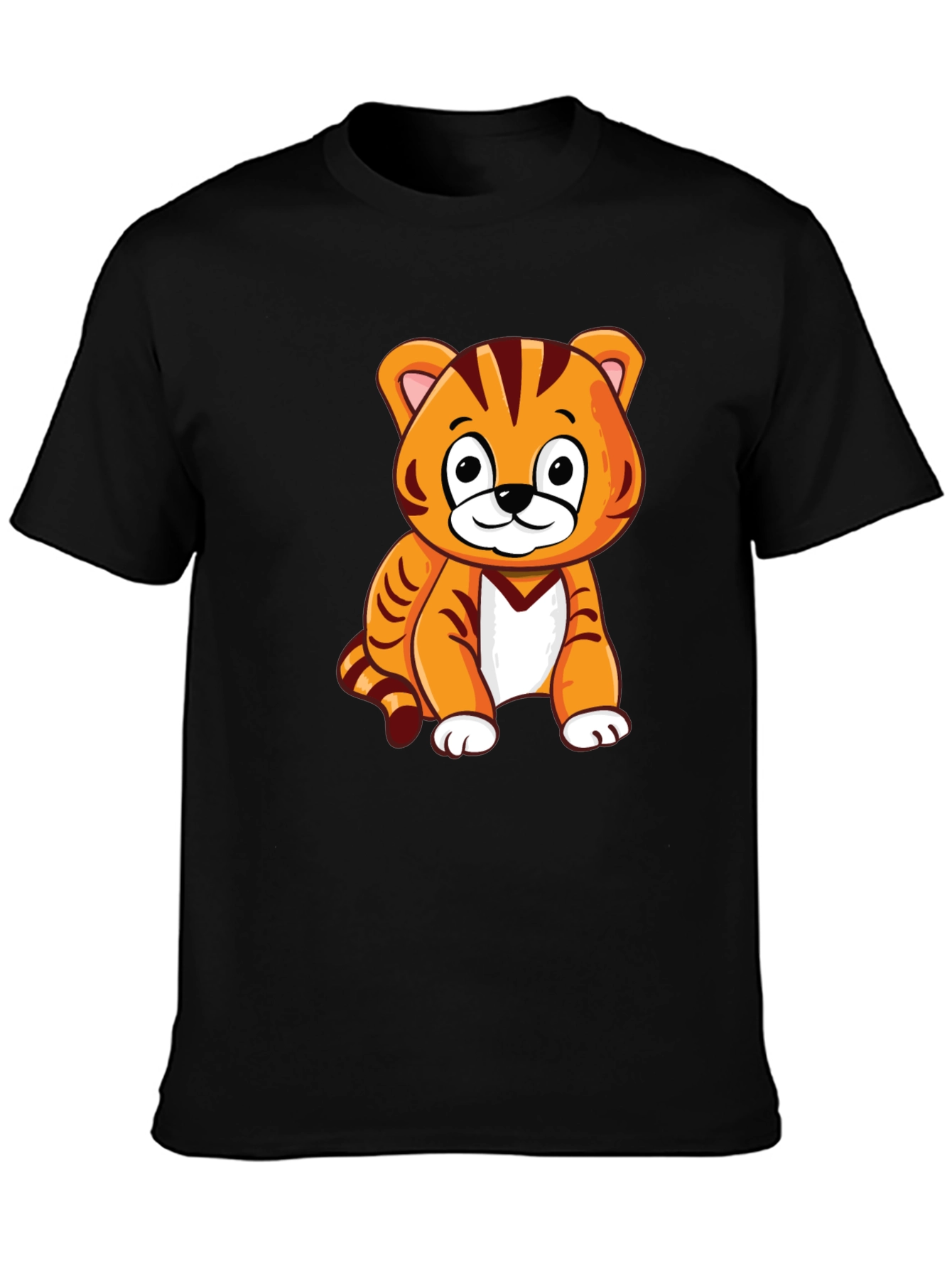 Cute Cartoon Tiger Graphic Print T-Shirt