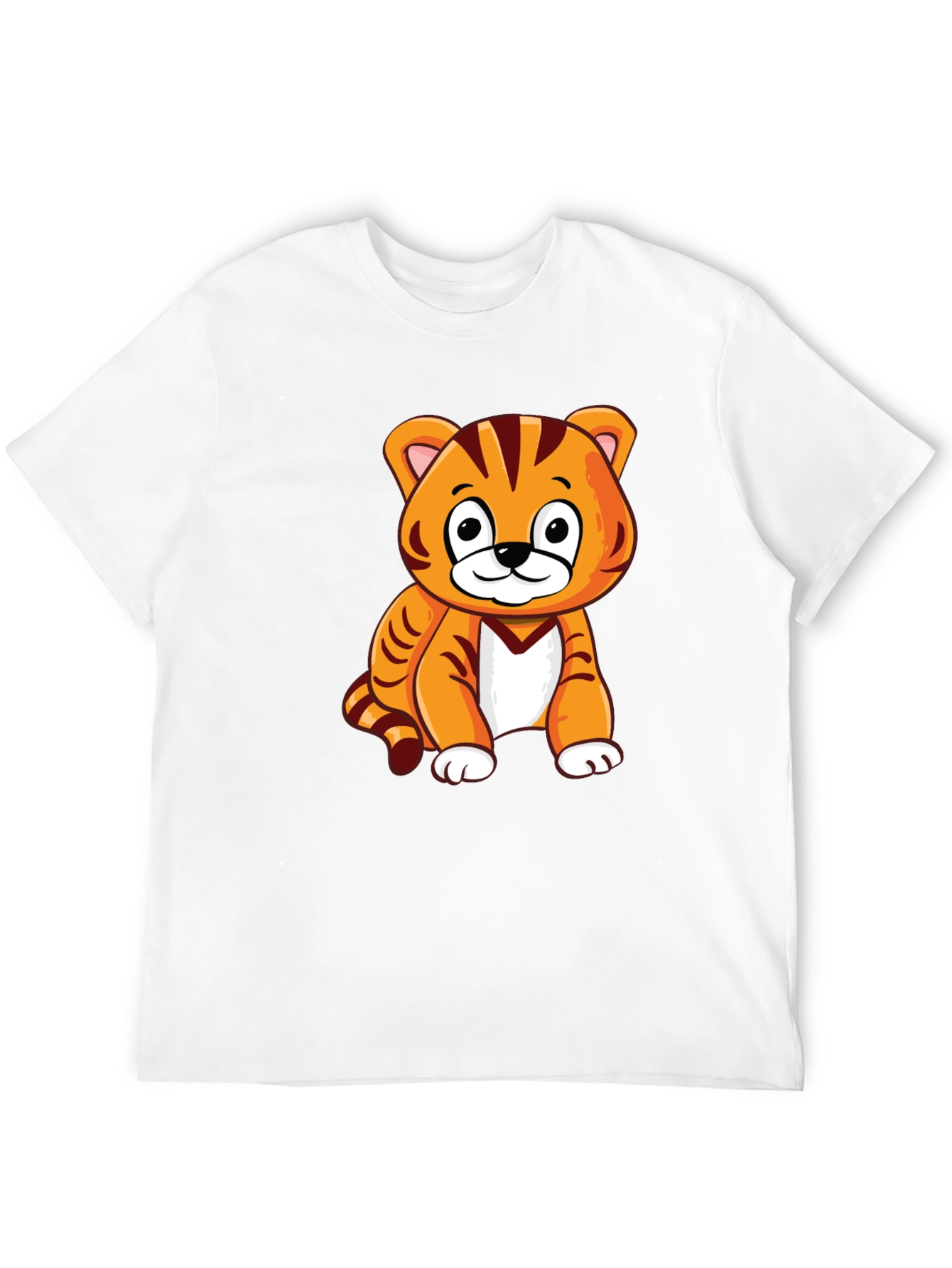 Cute Cartoon Tiger Graphic Print T-Shirt