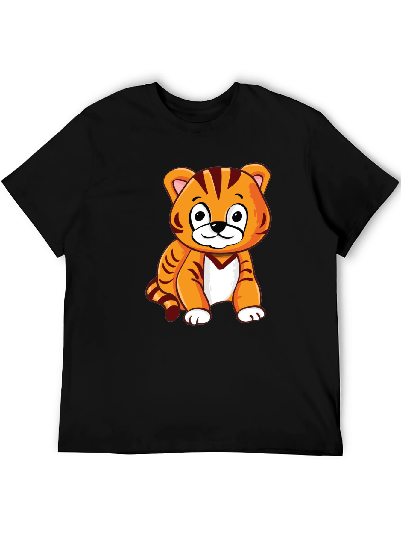 Cute Cartoon Tiger Graphic Print T-Shirt
